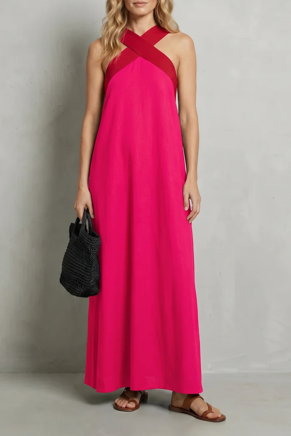 Seravelle – Cross-halter elegance – Maxi dress