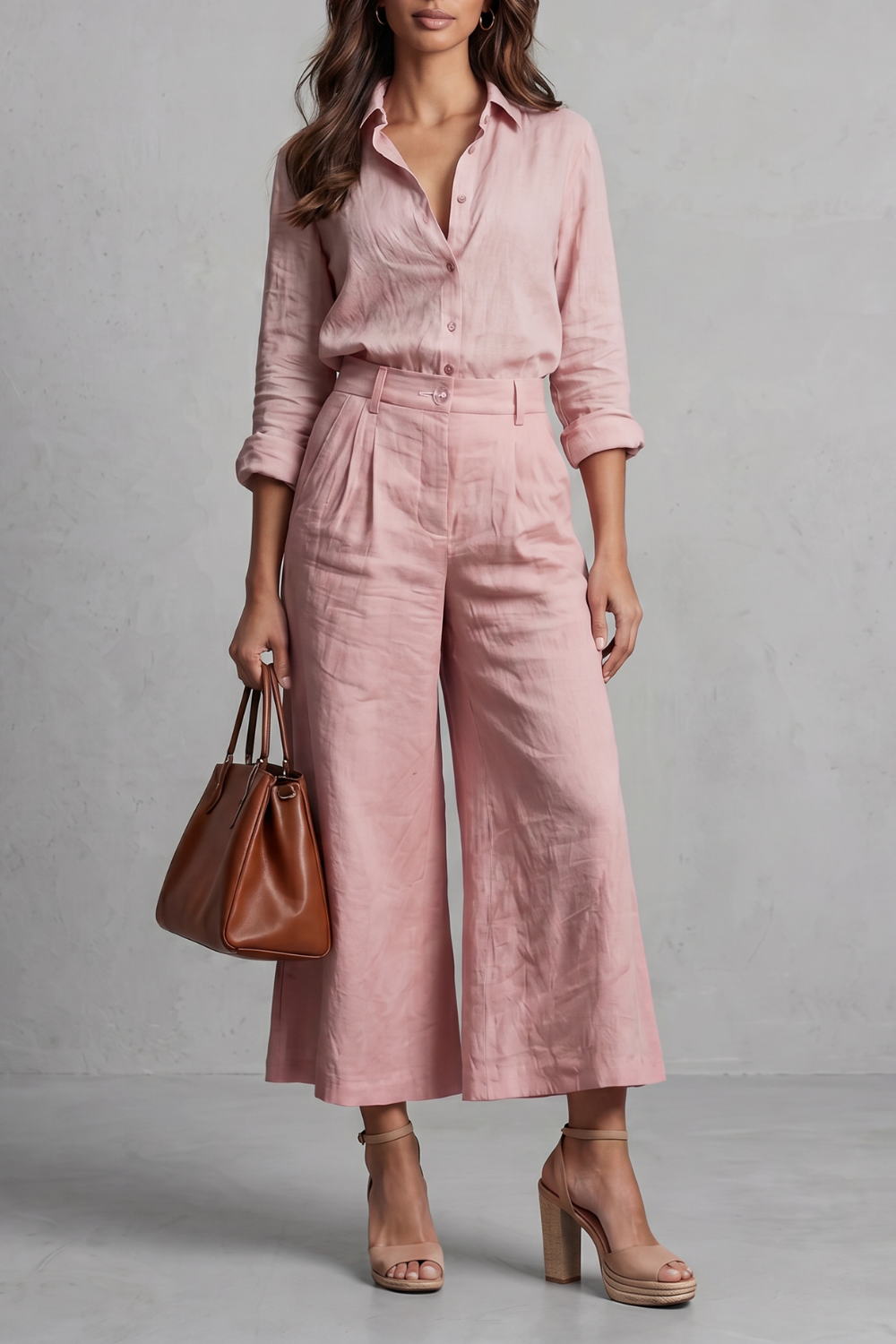 Elavine – Soft linen finish – Wide-leg co-ord set