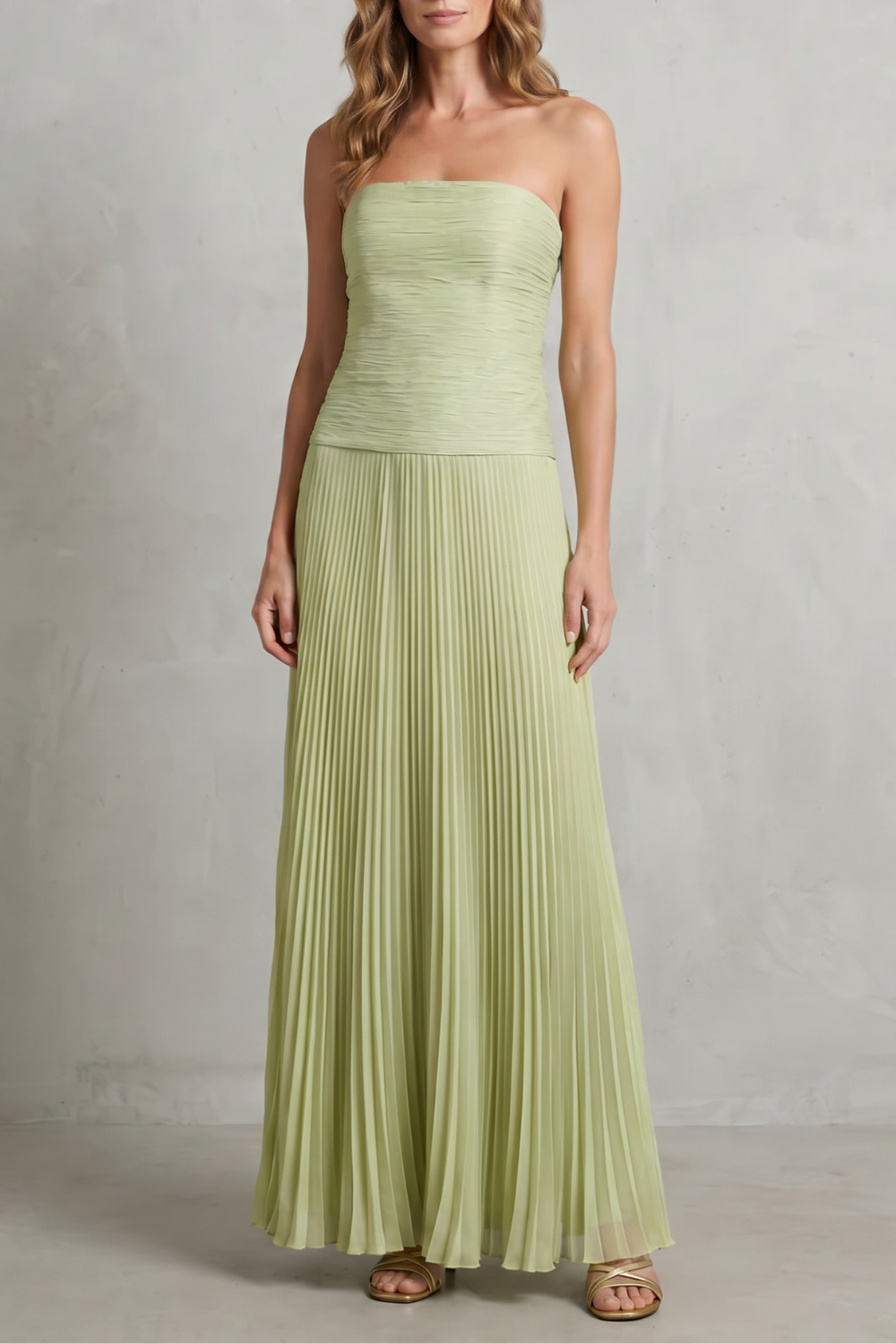 Skyelle – Pleated strapless elegance – Maxi dress
