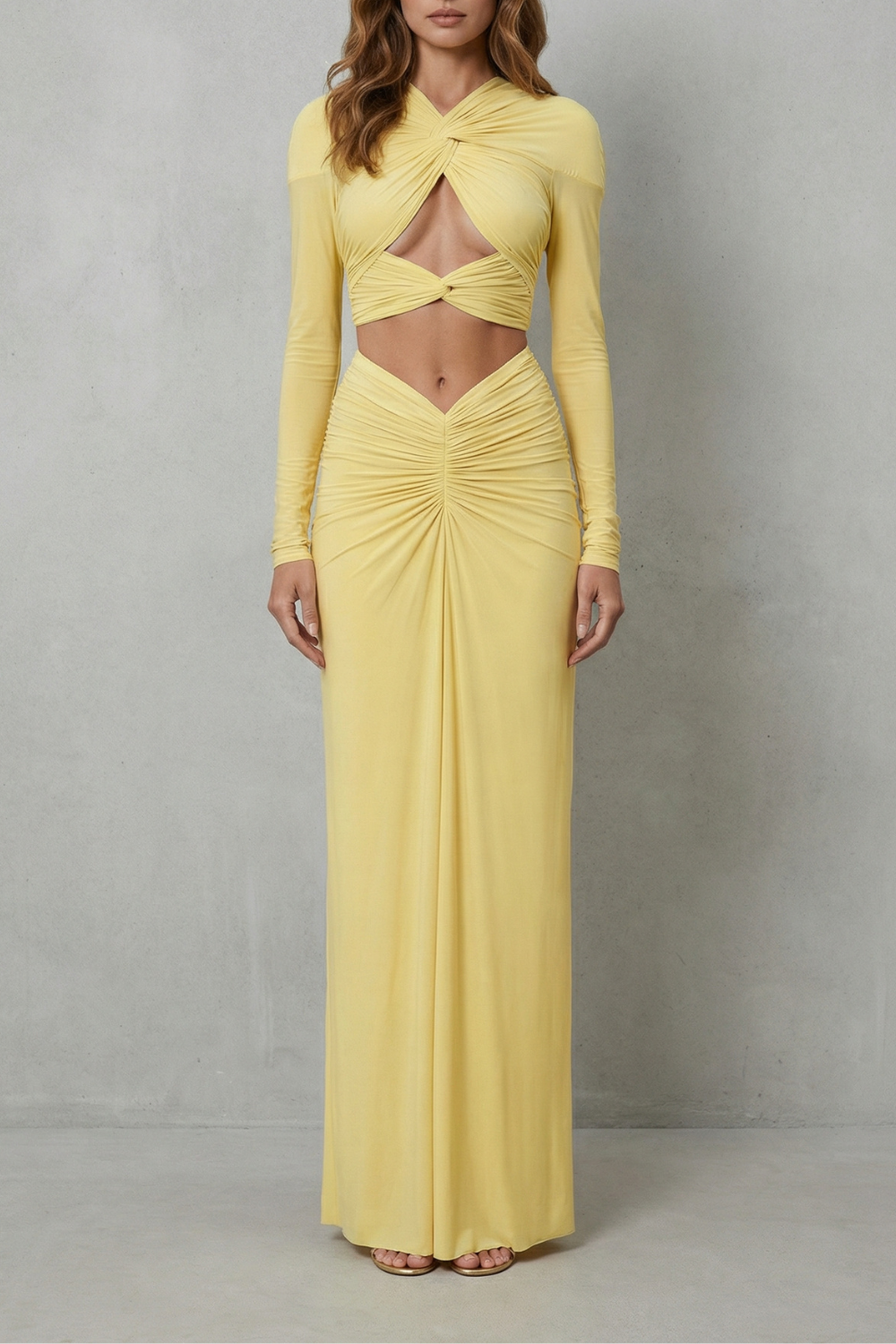 Juliet – Radiant allure – Women’s Ruched Cutout Skirt Set