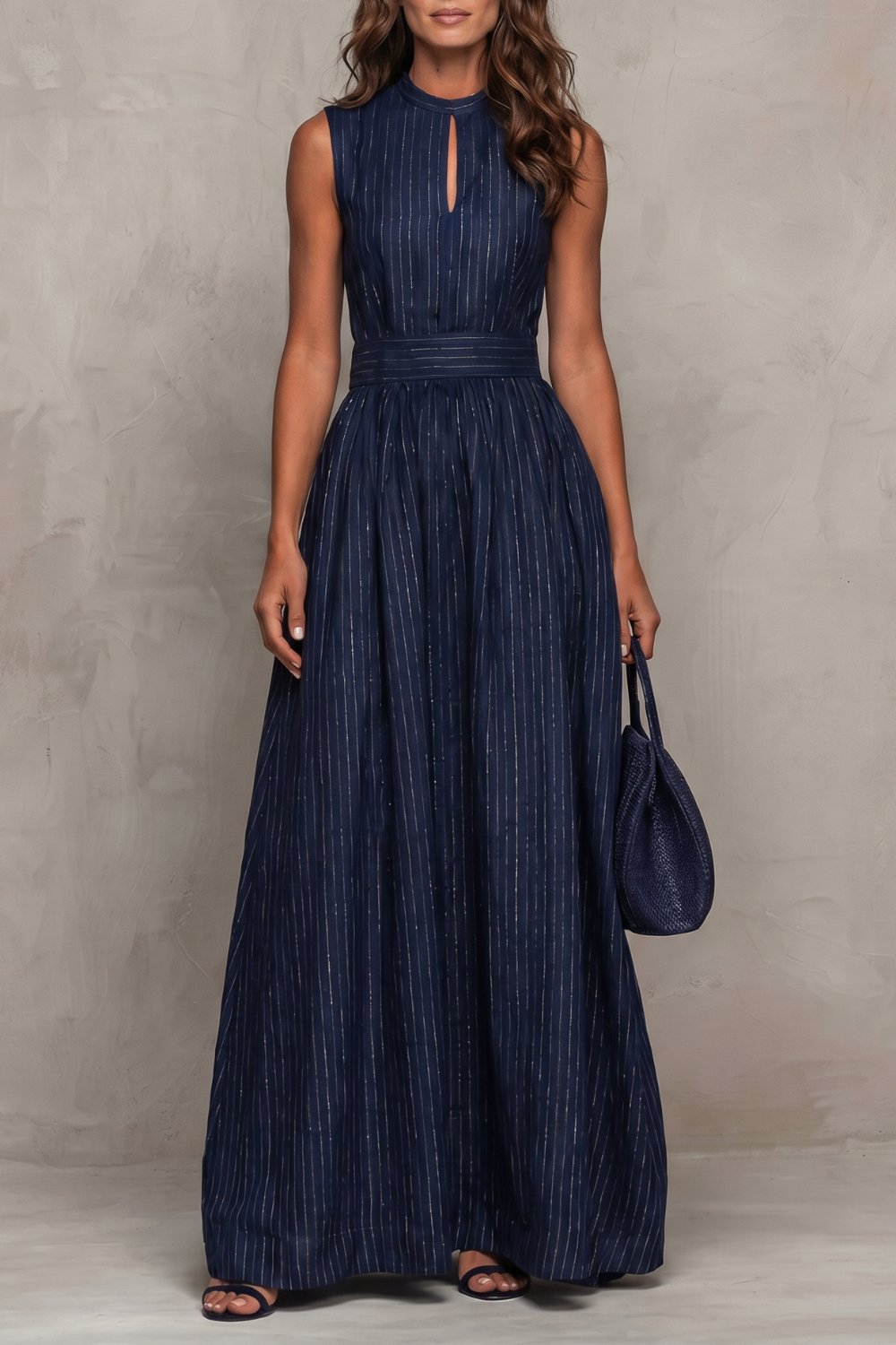 Seravelle – Striped elegant keyhole – Wide leg jumpsuit