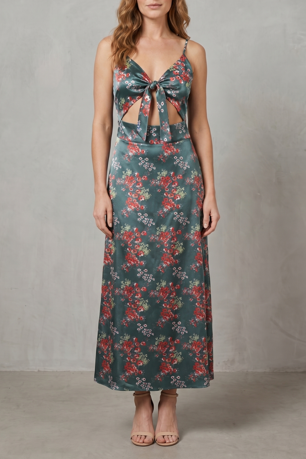 Verdelune – Satin floral allure – Midi dress