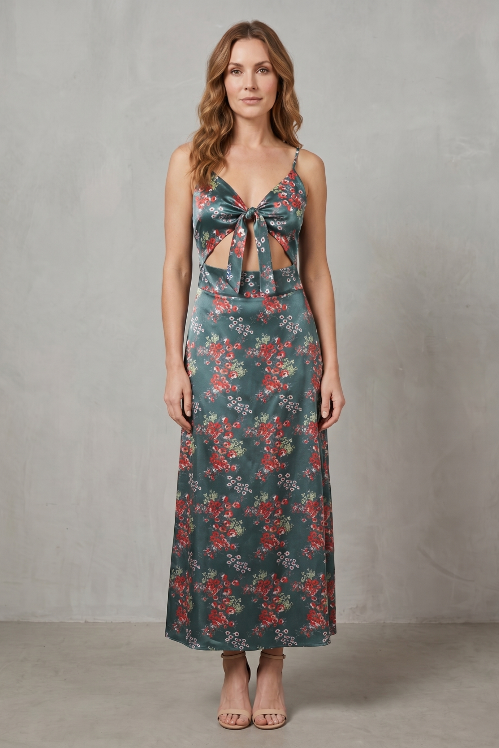 Verdelune – Satin floral allure – Midi dress