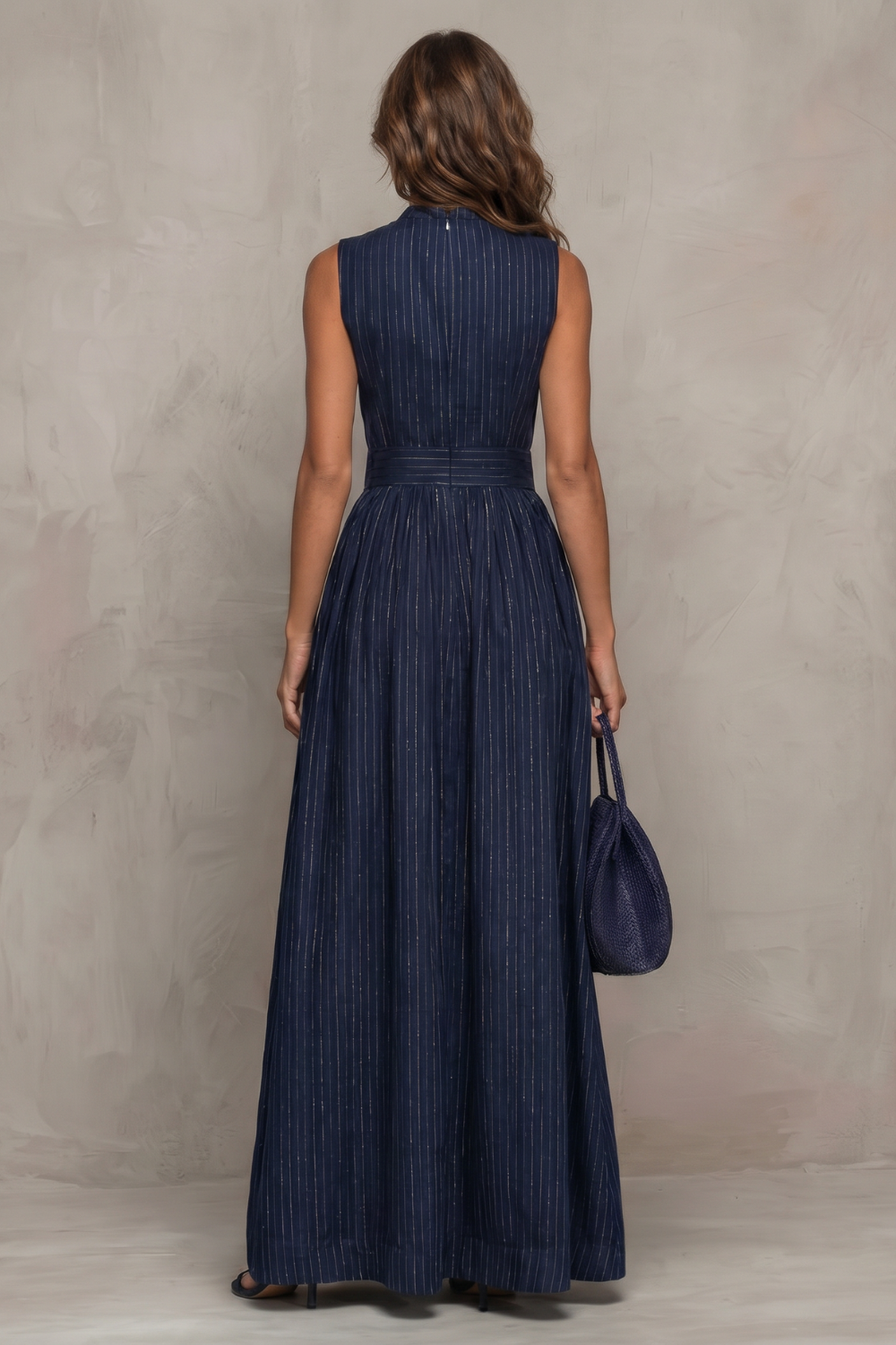 Seravelle – Striped elegant keyhole – Wide leg jumpsuit
