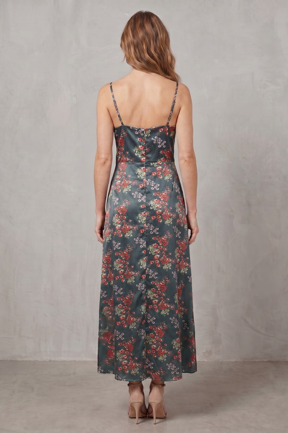 Verdelune – Satin floral allure – Midi dress