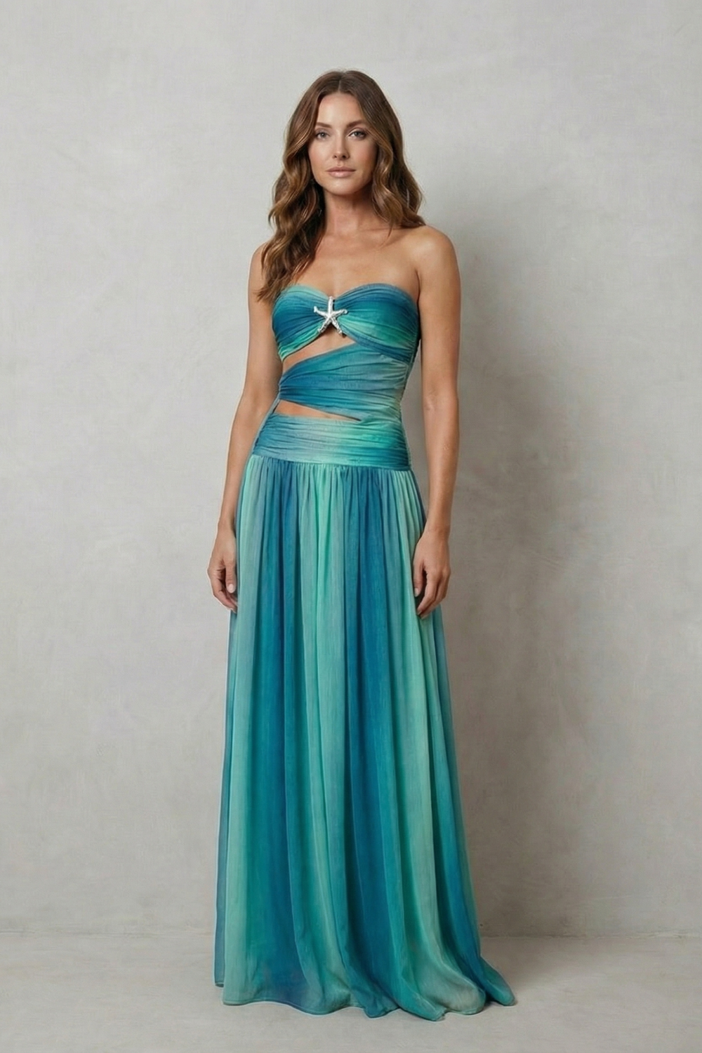 Zafrina – Sunset ombré allure – Strapless maxi dress