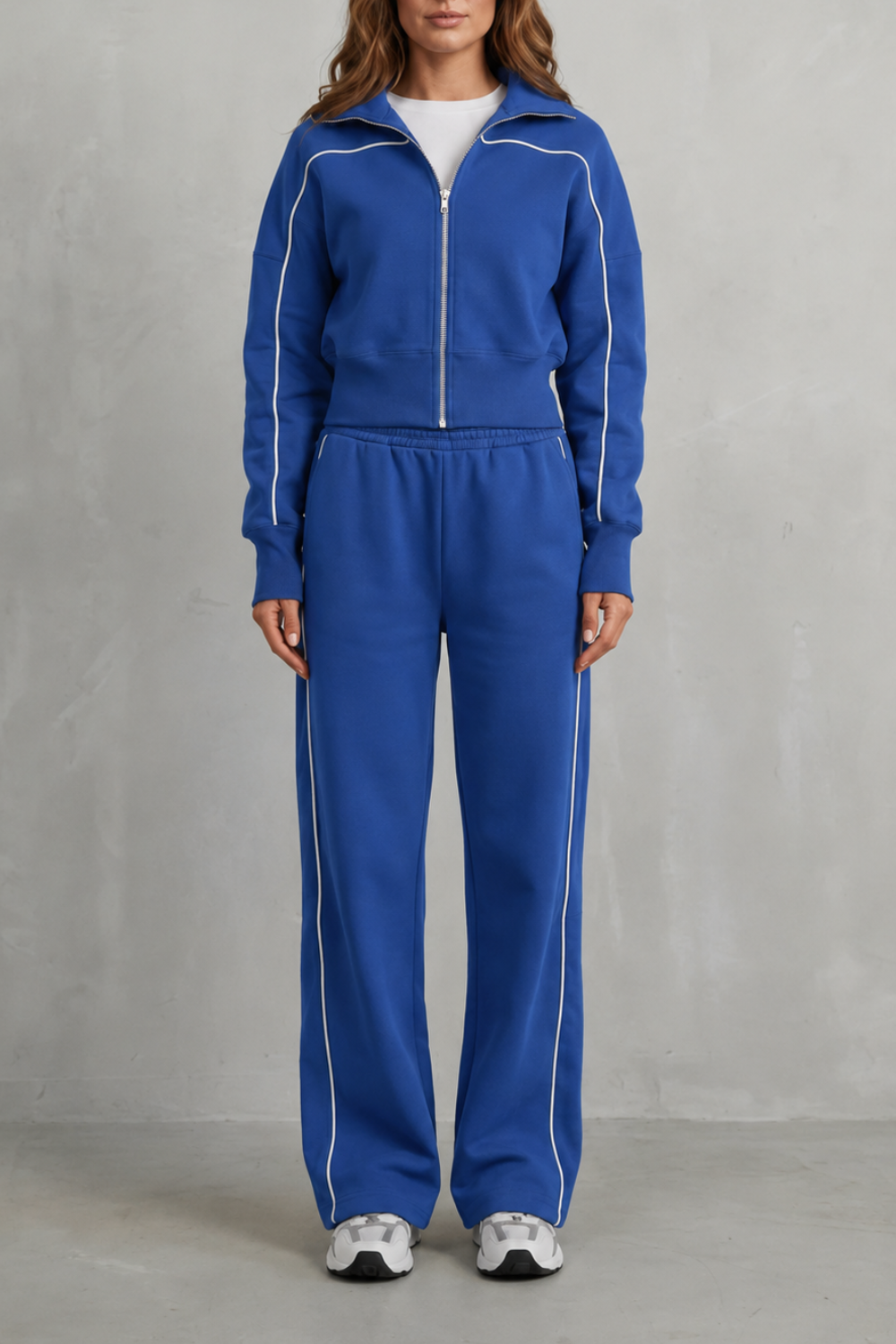 Savina – Urban Edge Piped Zip Jacket & Wide-Leg Pants Set