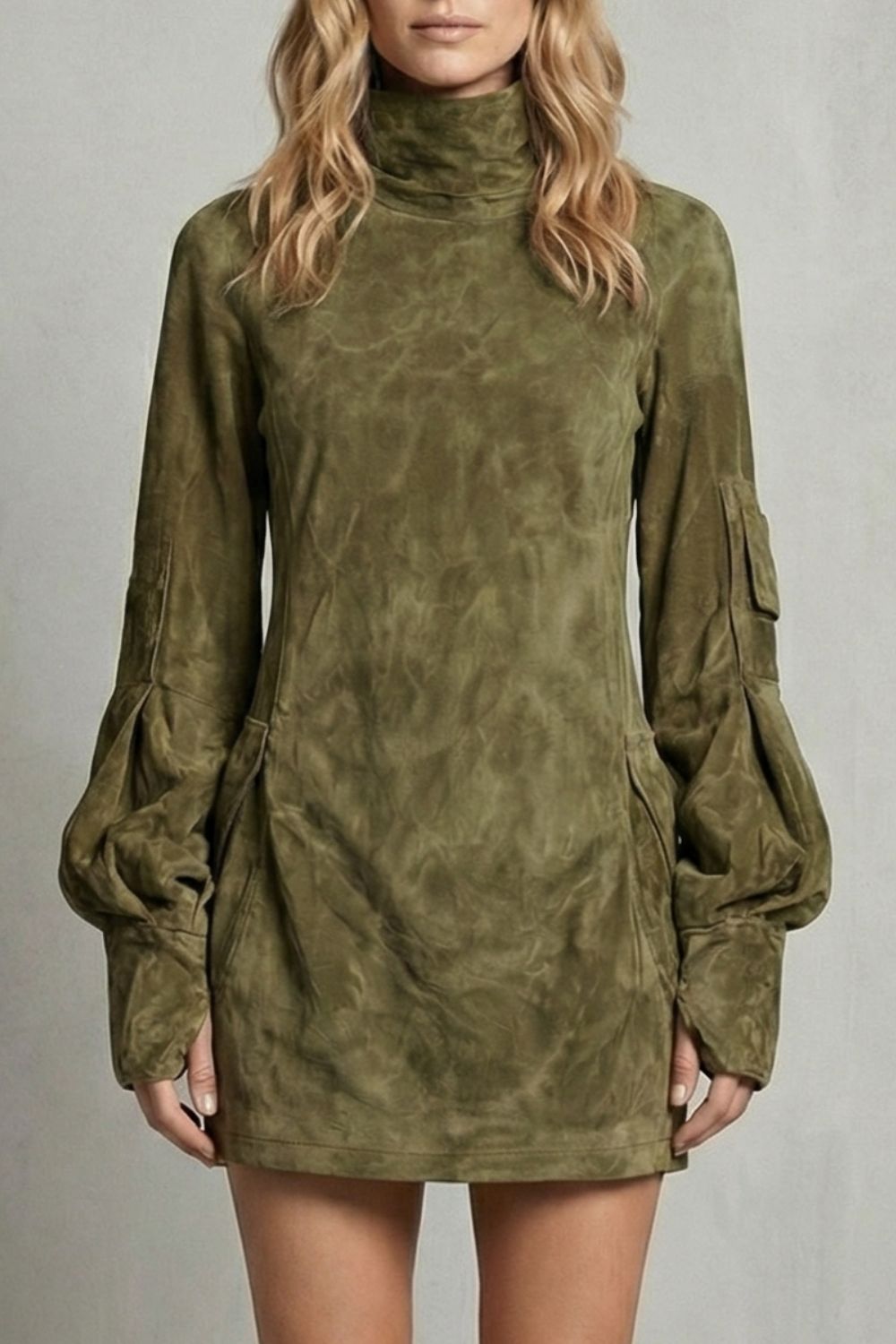Marcella – High neck silhouette – Suede-effect mini dress