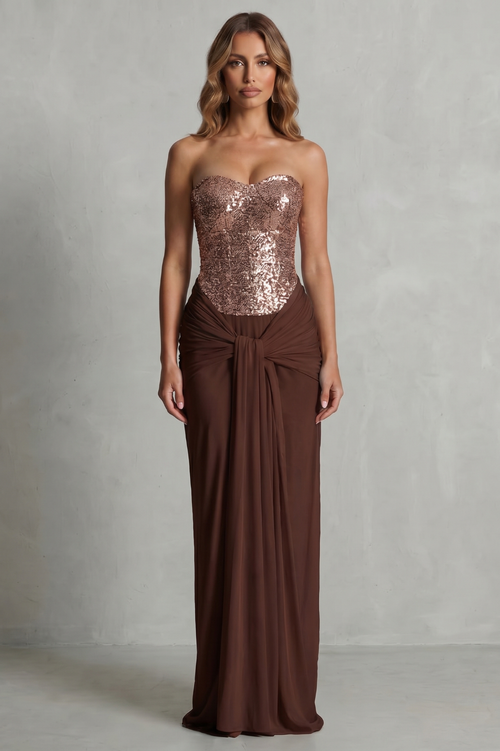 Carinelle – Draped satin elegance – Maxi dress
