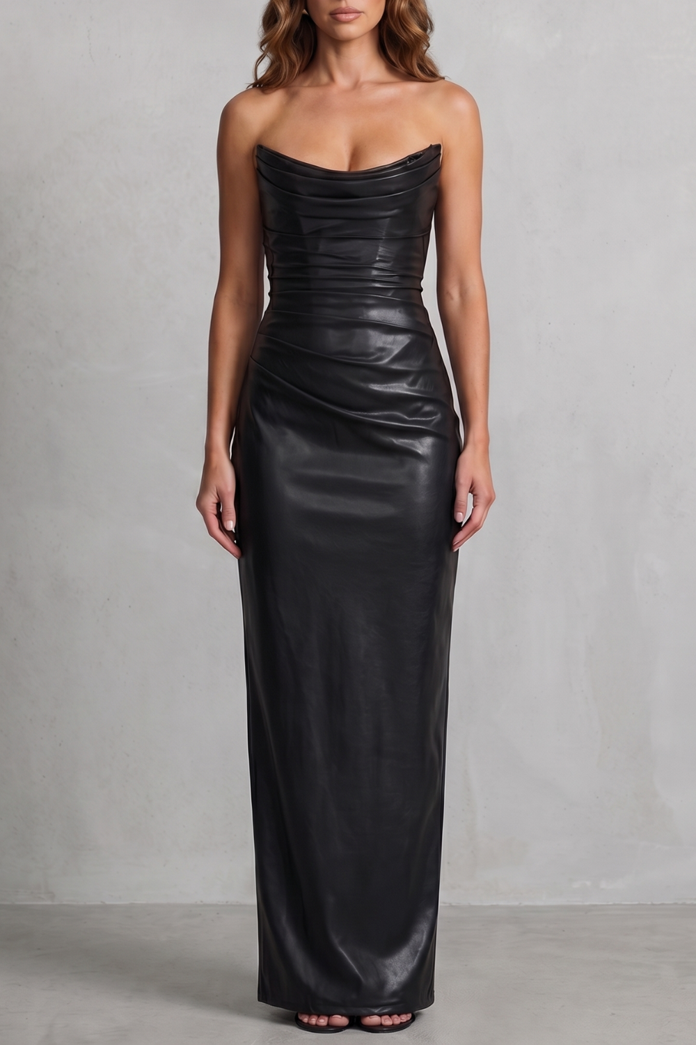 Albienne – Sculpted faux leather – Maxi dress