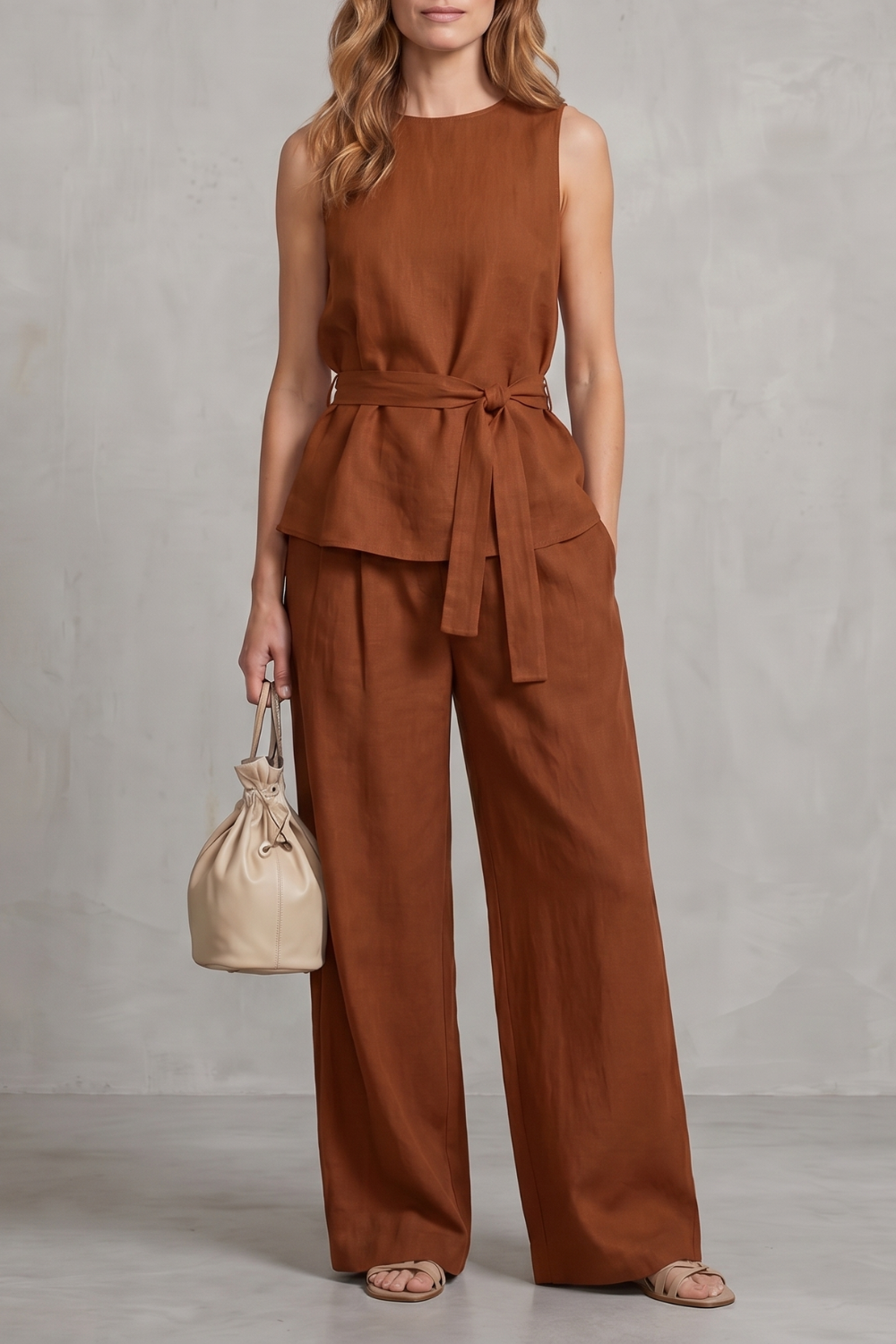 Alvera – Elegant tie-waist silhouette – Two-piece trouser set