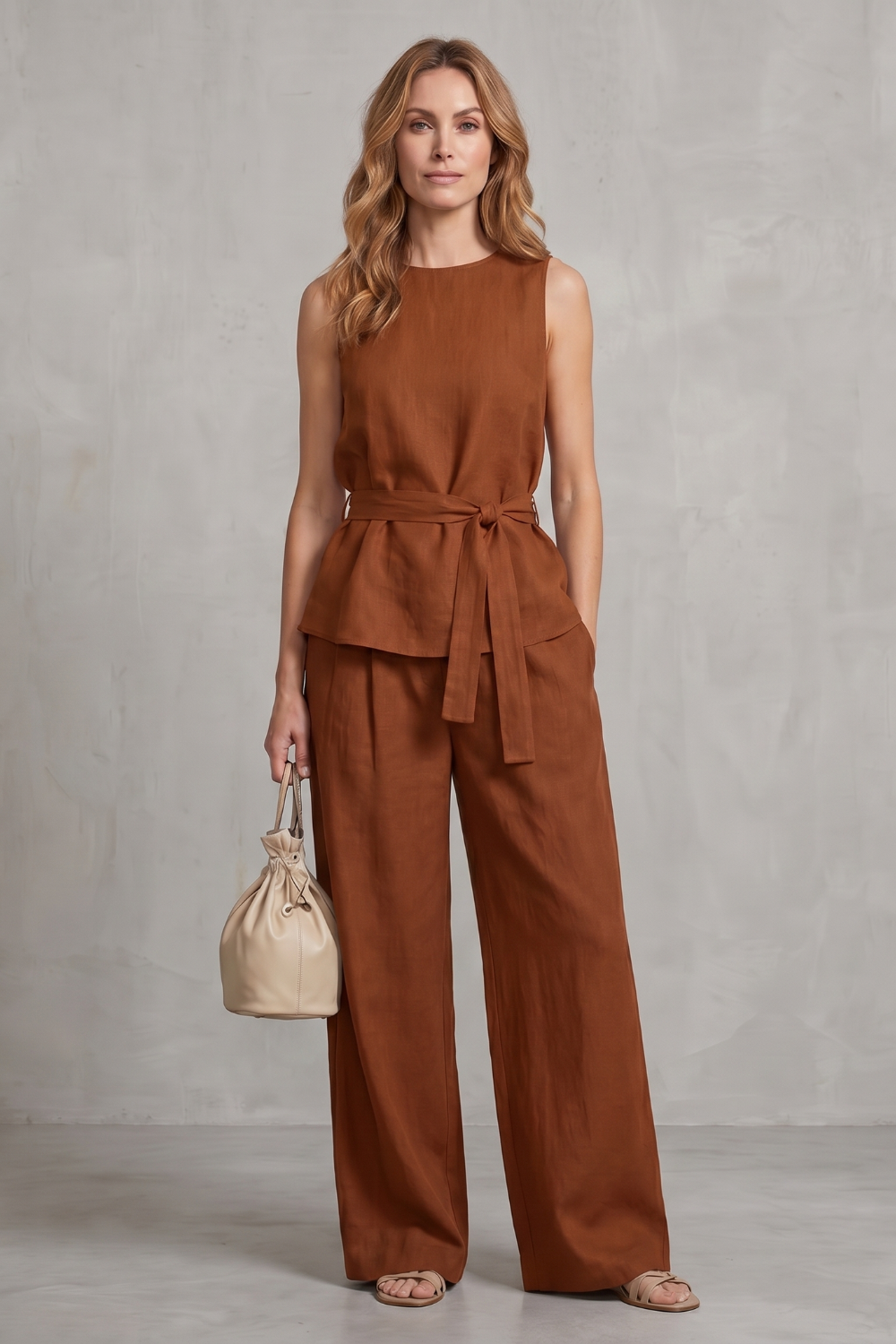 Alvera – Elegant tie-waist silhouette – Two-piece trouser set