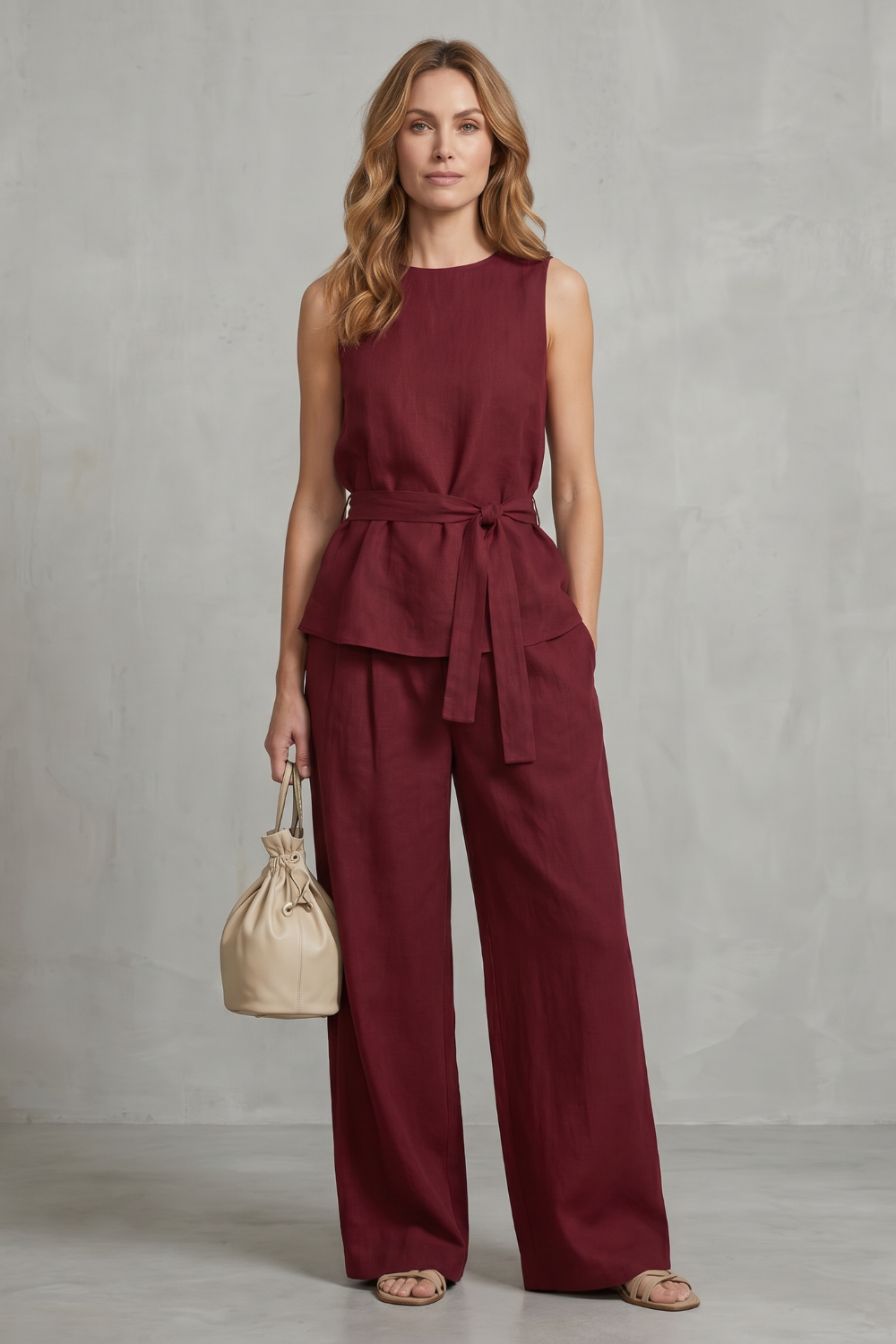 Alvera – Elegant tie-waist silhouette – Two-piece trouser set