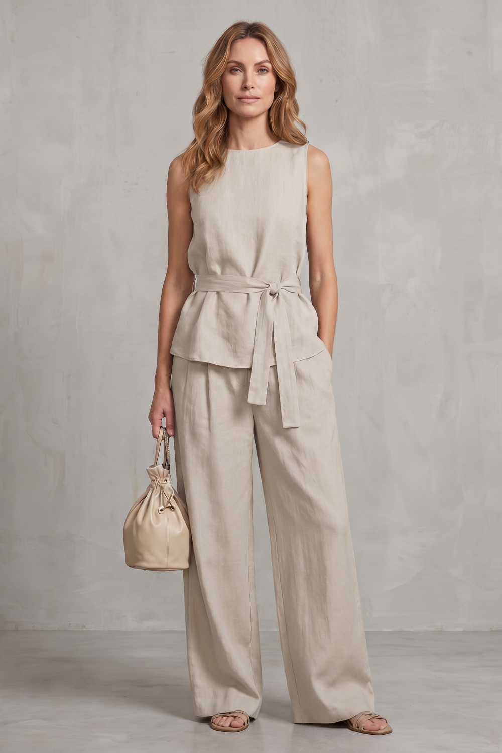 Alvera – Elegant tie-waist silhouette – Two-piece trouser set
