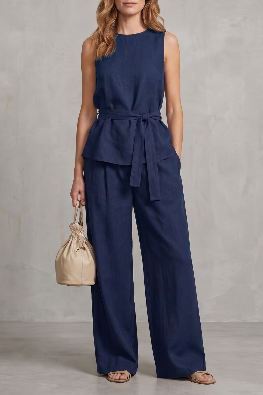 Alvera – Elegant tie-waist silhouette – Two-piece trouser set
