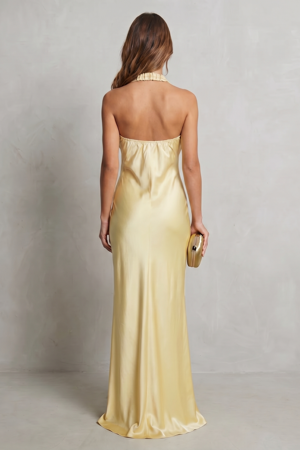 Auréliane – Golden hour elegance – Off-shoulder satin evening gown