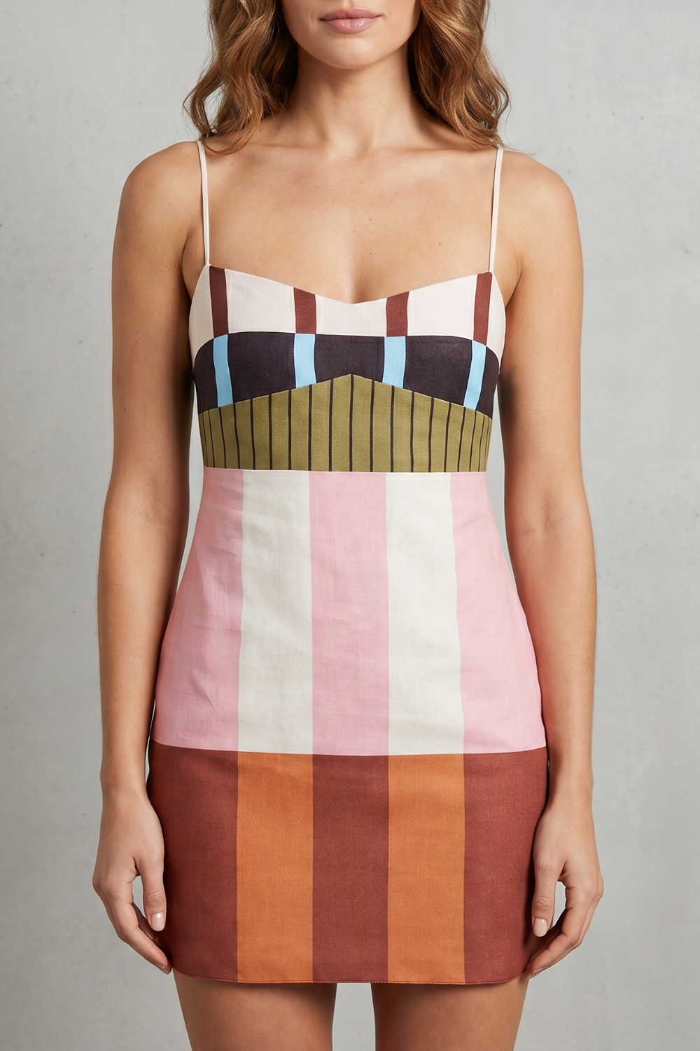 Calissia – Geometric colour-block charm – Mini dress