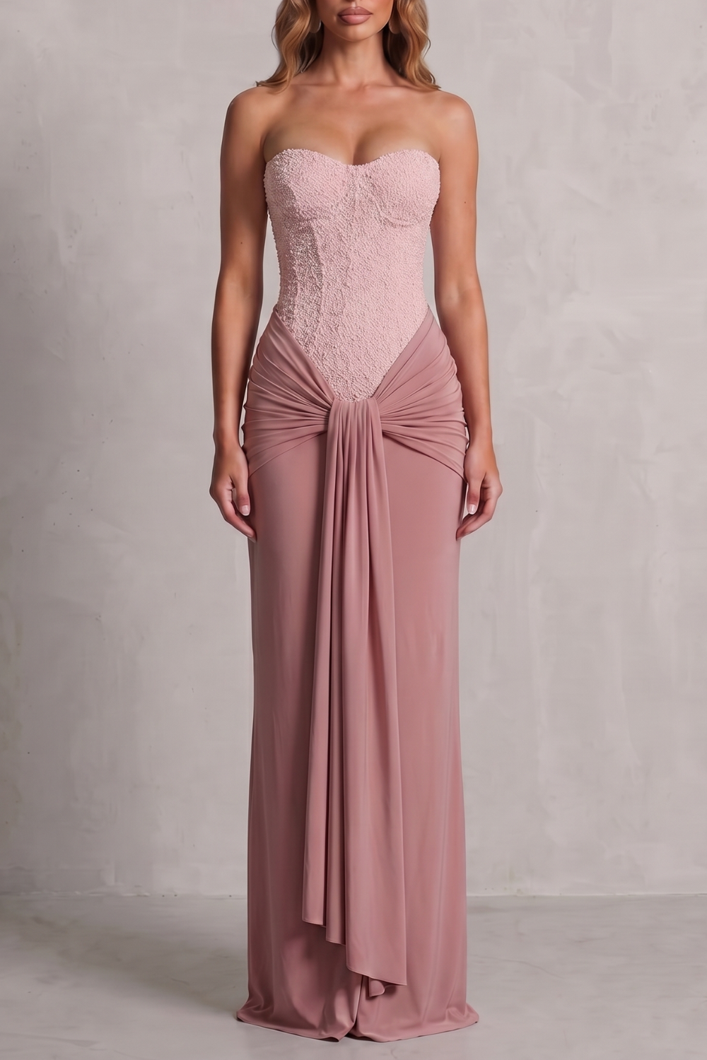 Carinelle – Draped satin elegance – Maxi dress