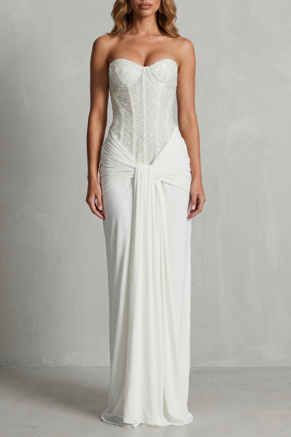 Carinelle – Draped satin elegance – Maxi dress