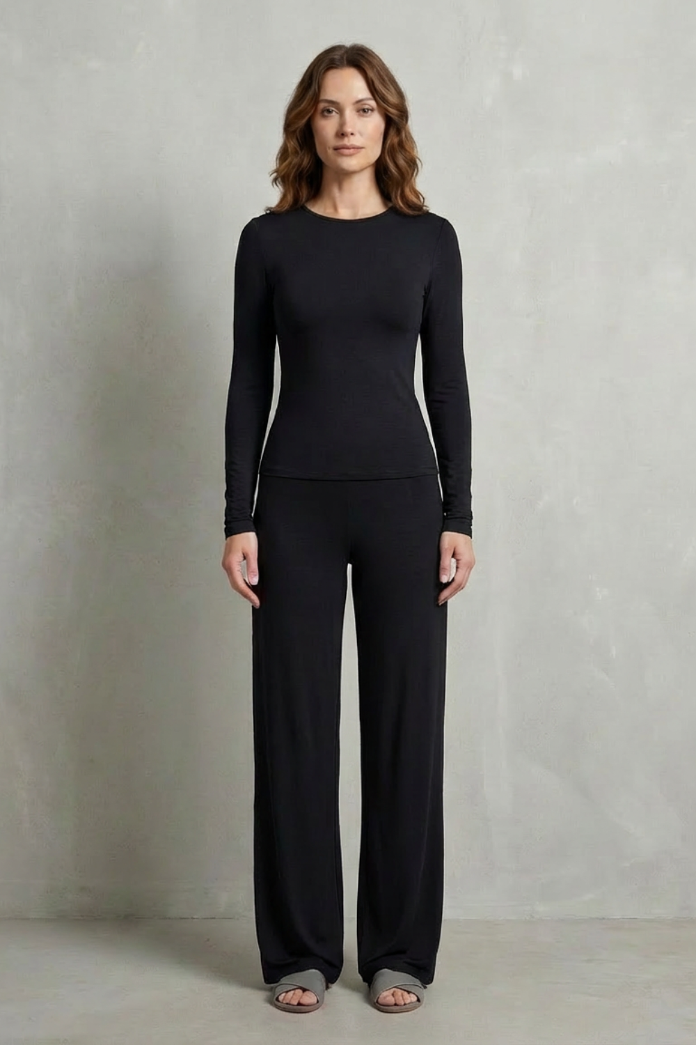 Élan – Sleek Simplicity – Pure Color Wide-Leg Pants Suit