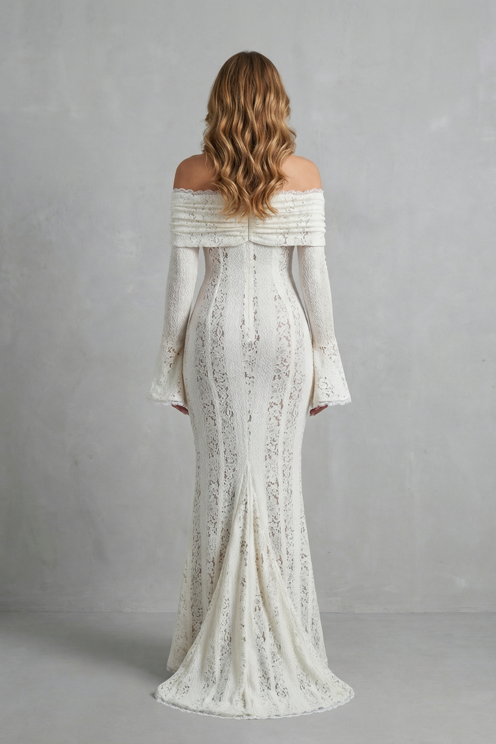 Elarina – Romantic lace silhouette – Off shoulder maxi dress