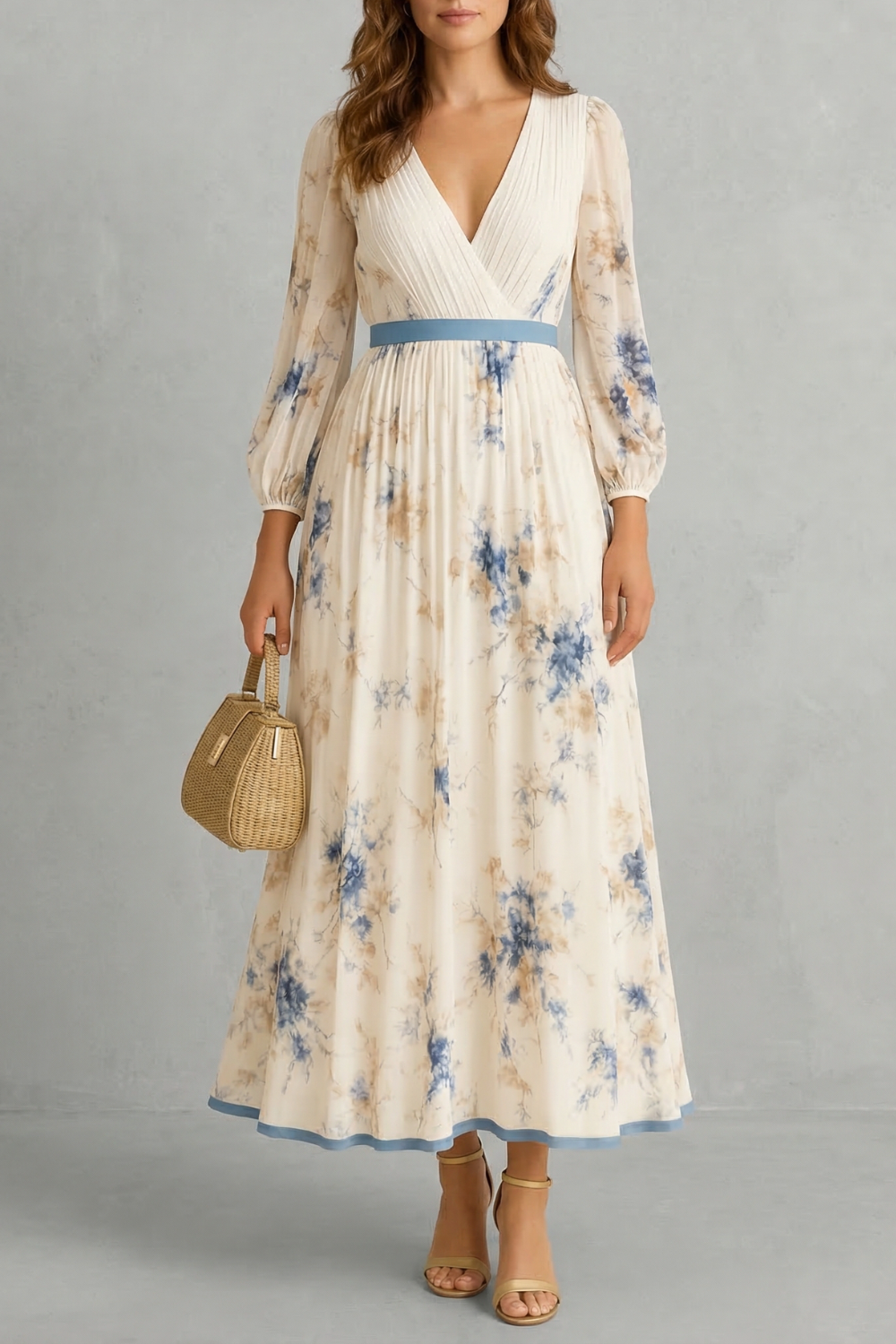 Esméline – Romantic pleats – Floral maxi dress