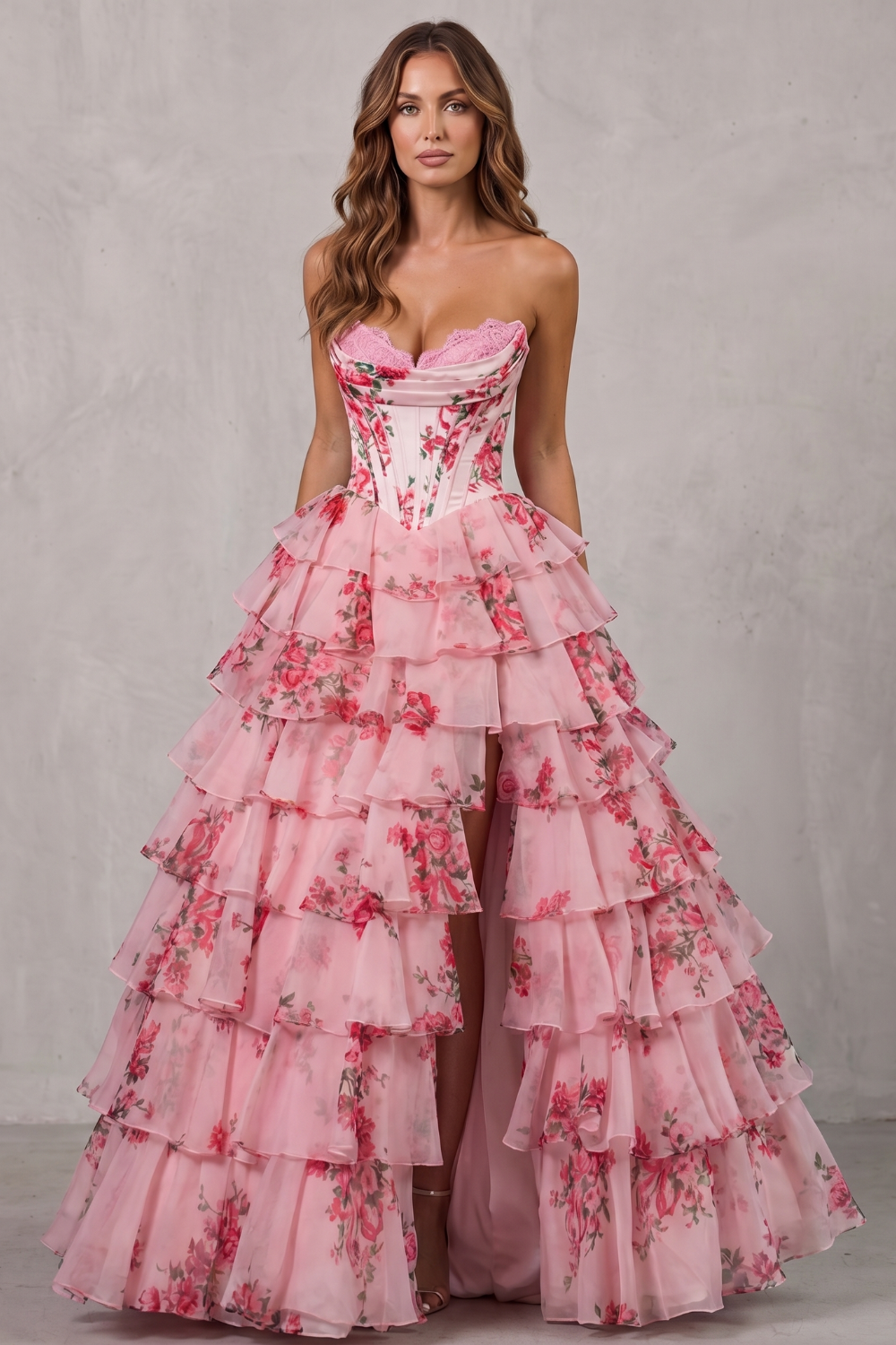 Fleurienne – Layered floral couture – Maxi dress