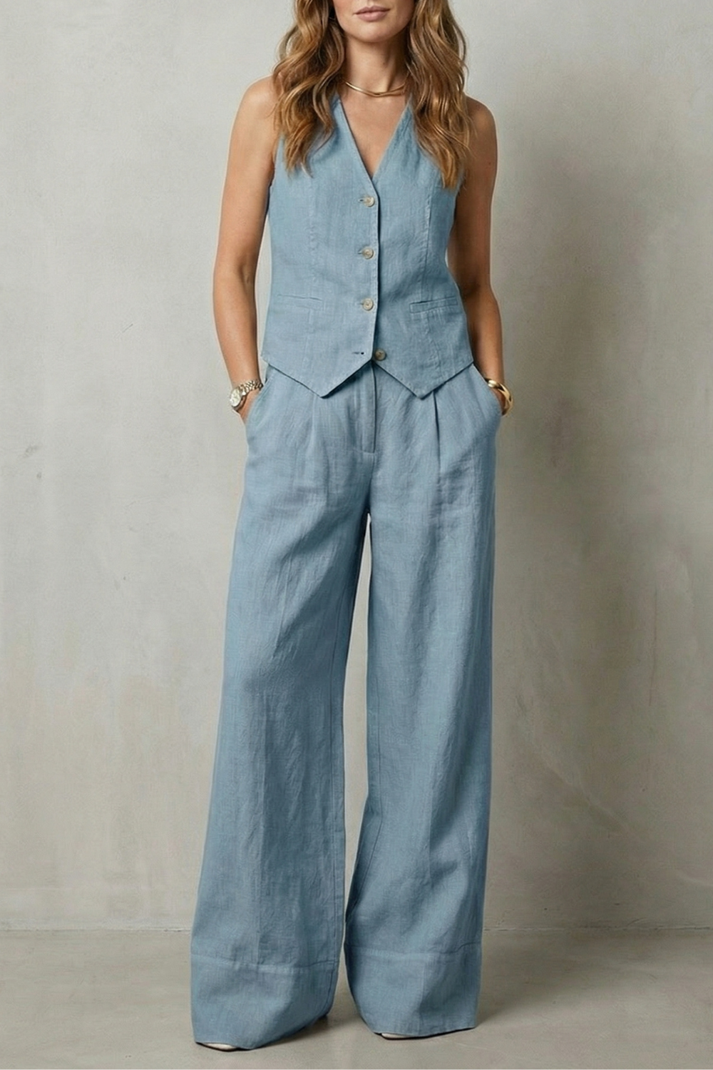 Linéaura – Relaxed tailored elegance – Vest and pants set