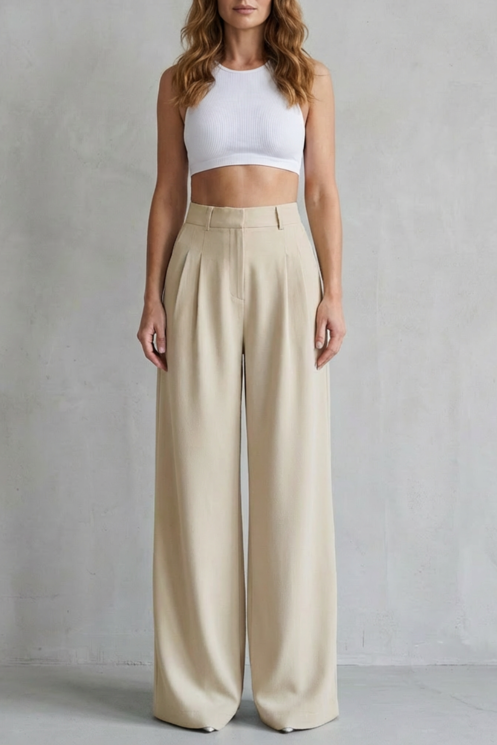 Lunévia – Flowing drape – Wide-leg tailored trousers