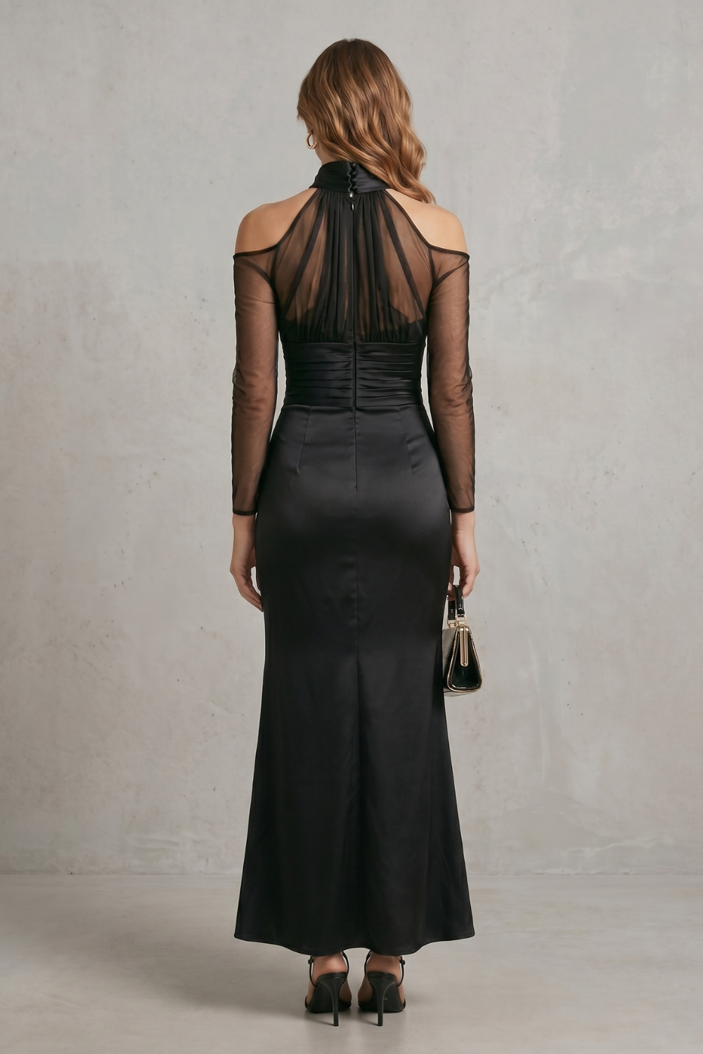 Noirélle – Sheer mesh elegance – Mermaid maxi dress
