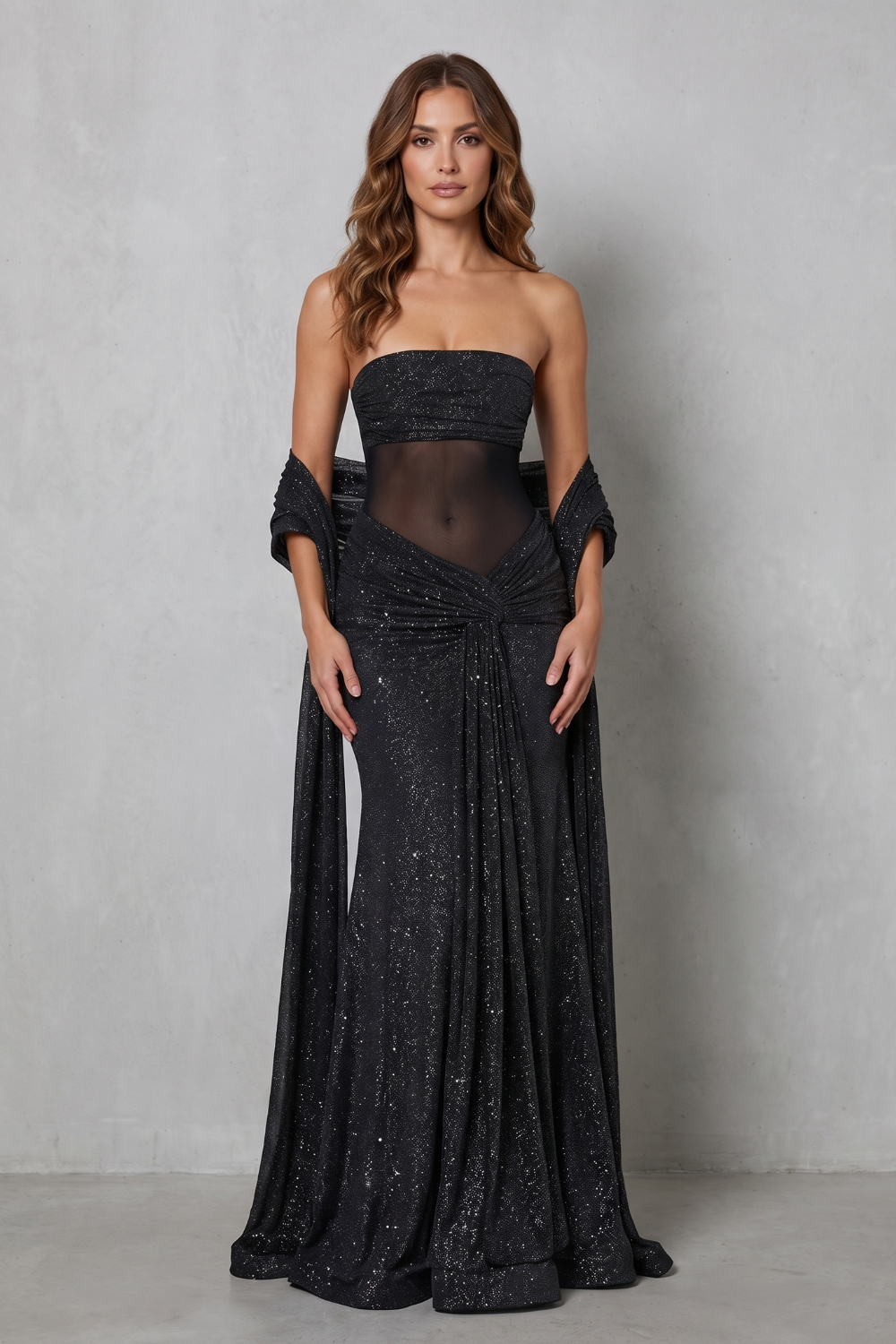 Paulisse – Sheer sequin allure – Maxi dress
