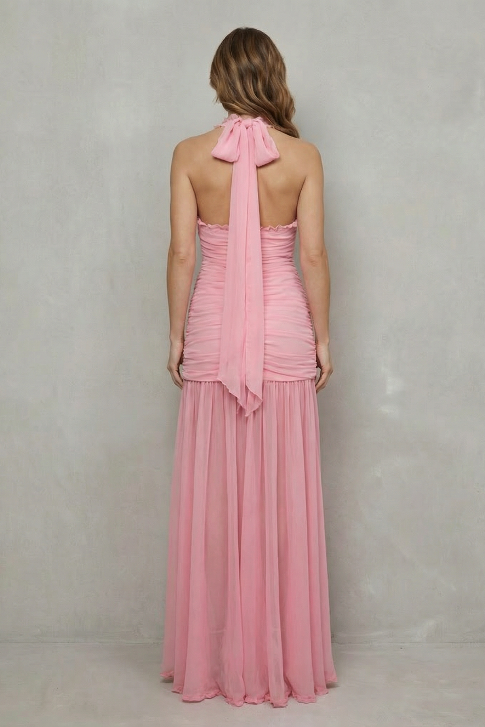 Roselisse – Pleated mesh elegance – Maxi dress