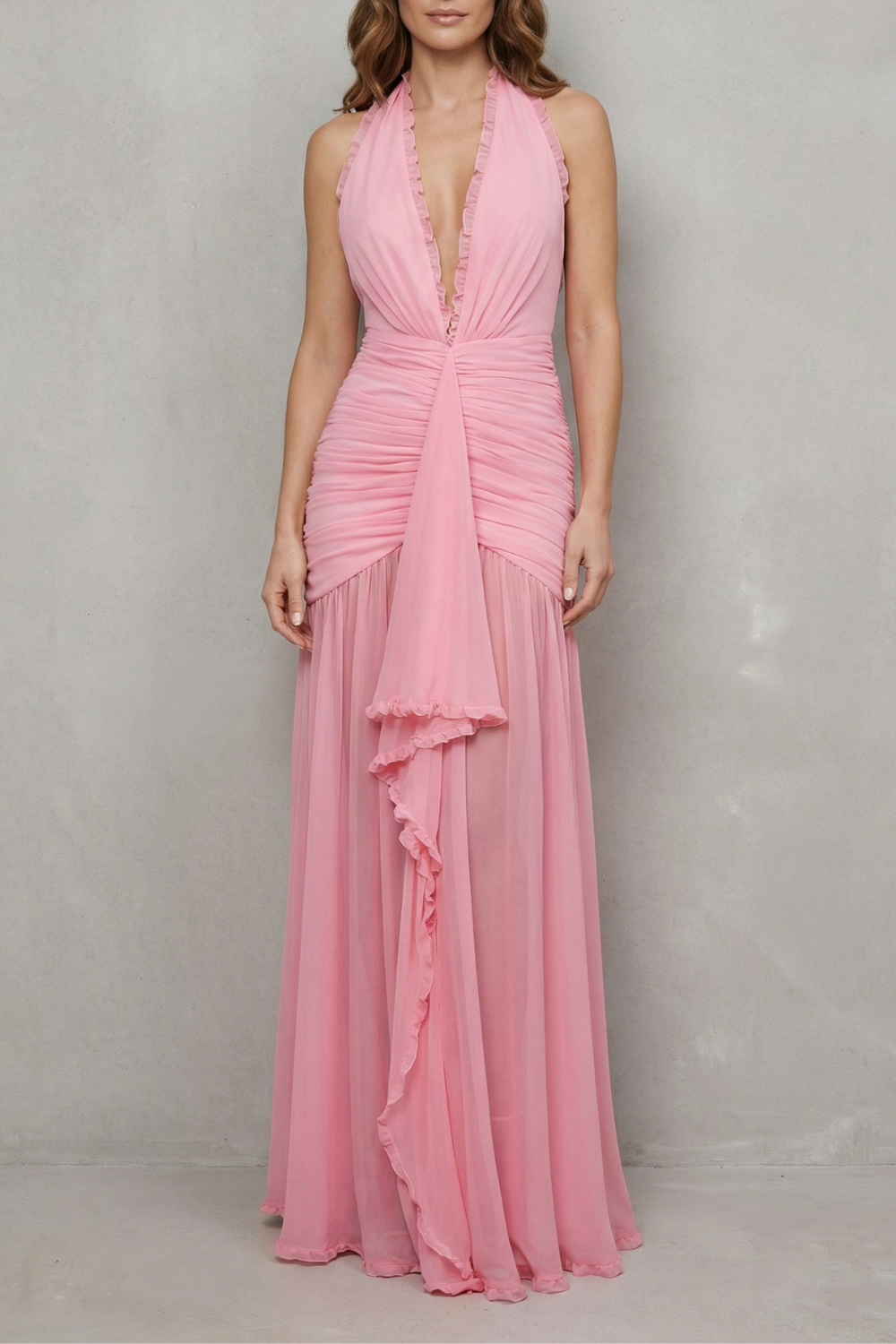Roselisse – Pleated mesh elegance – Maxi dress