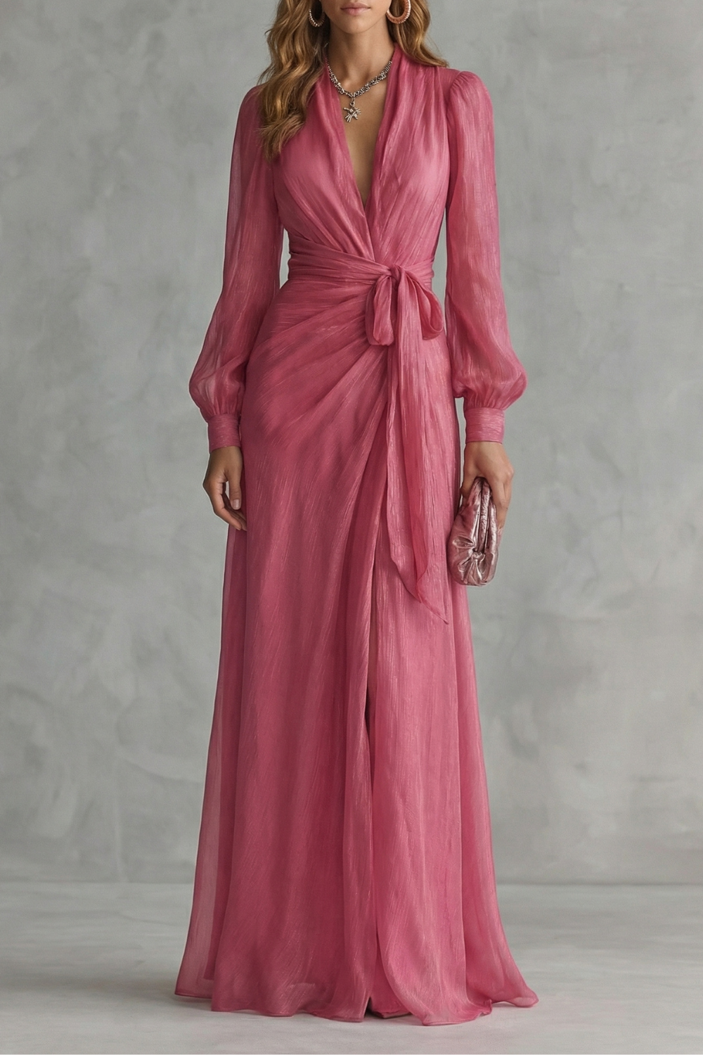 maxi rose dress Rosénelle – Flowing chiffon elegance – Maxi dress