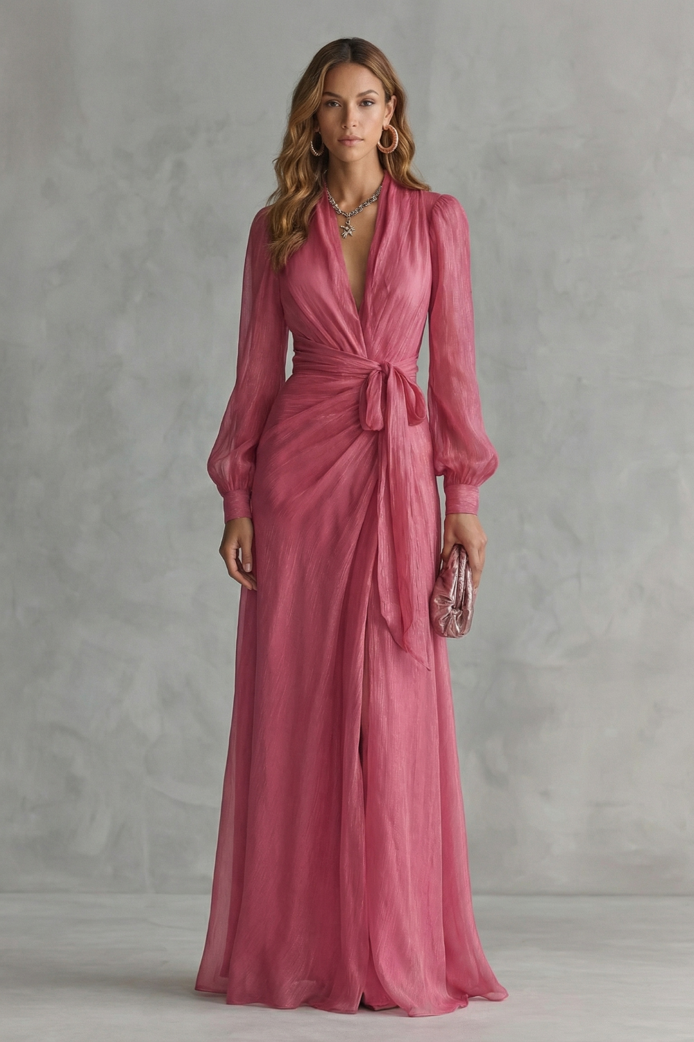 pink chiffon maxi dress Rosénelle – Flowing chiffon elegance – Maxi dress