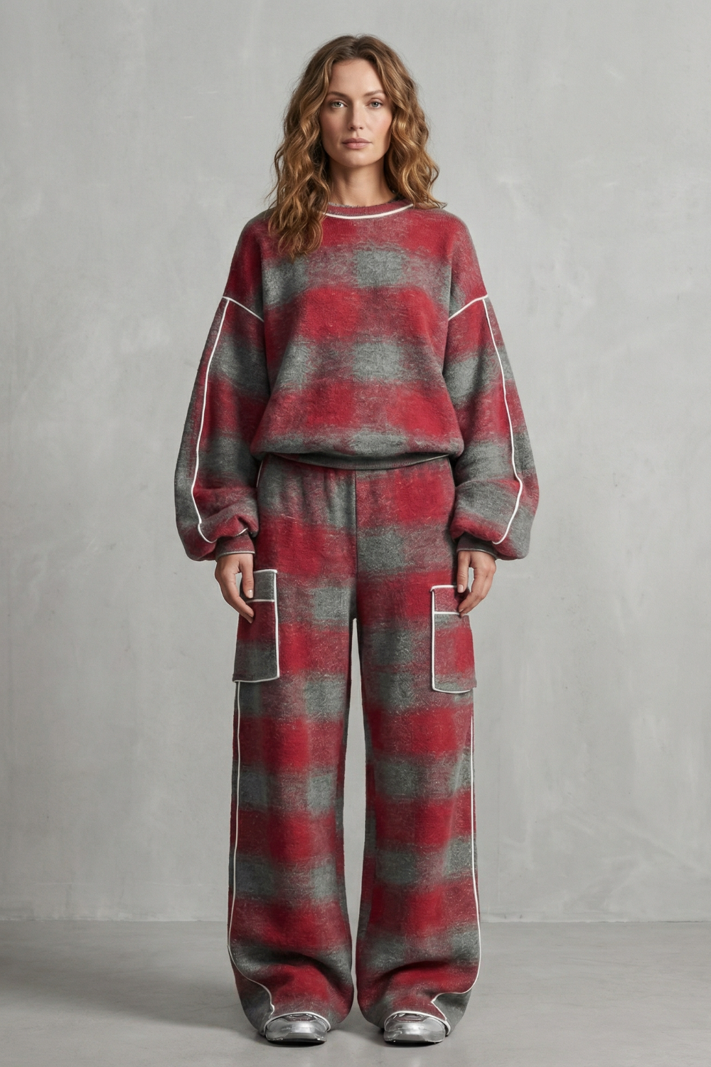 Rovienne – Distressed plaid street style – Two piece set