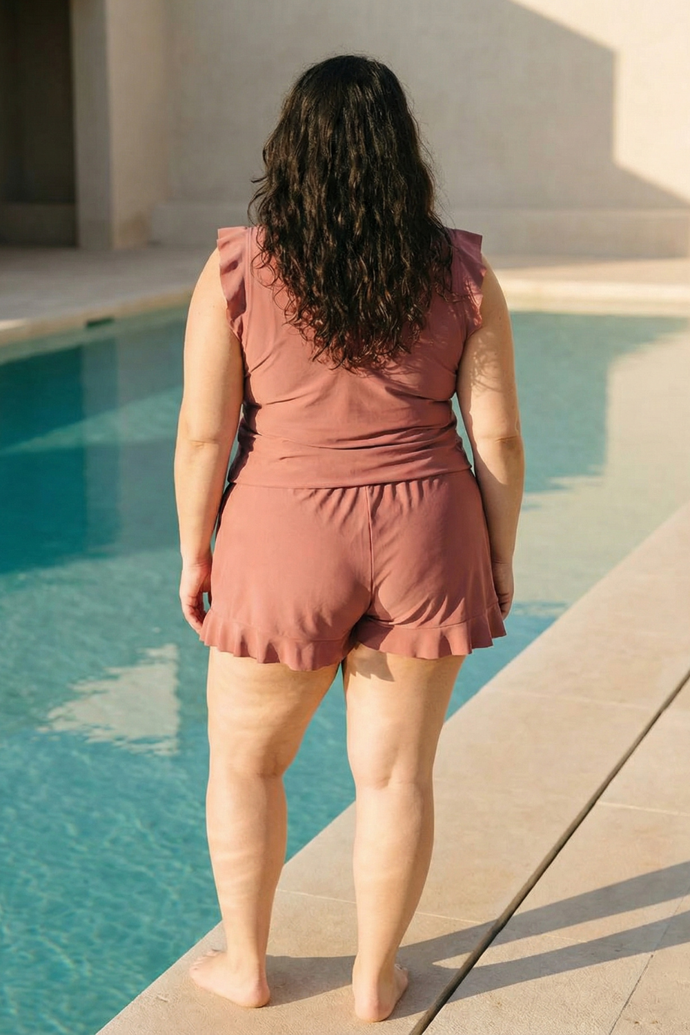 Ruffle V Neck – Swimsuit With Tummy Coverage