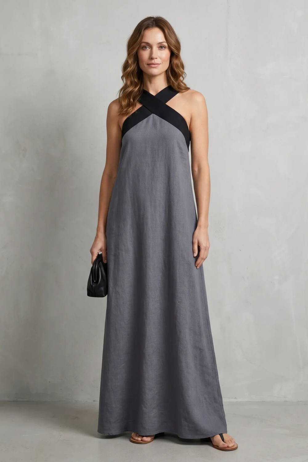 Seravelle – Cross-halter elegance – Maxi dress