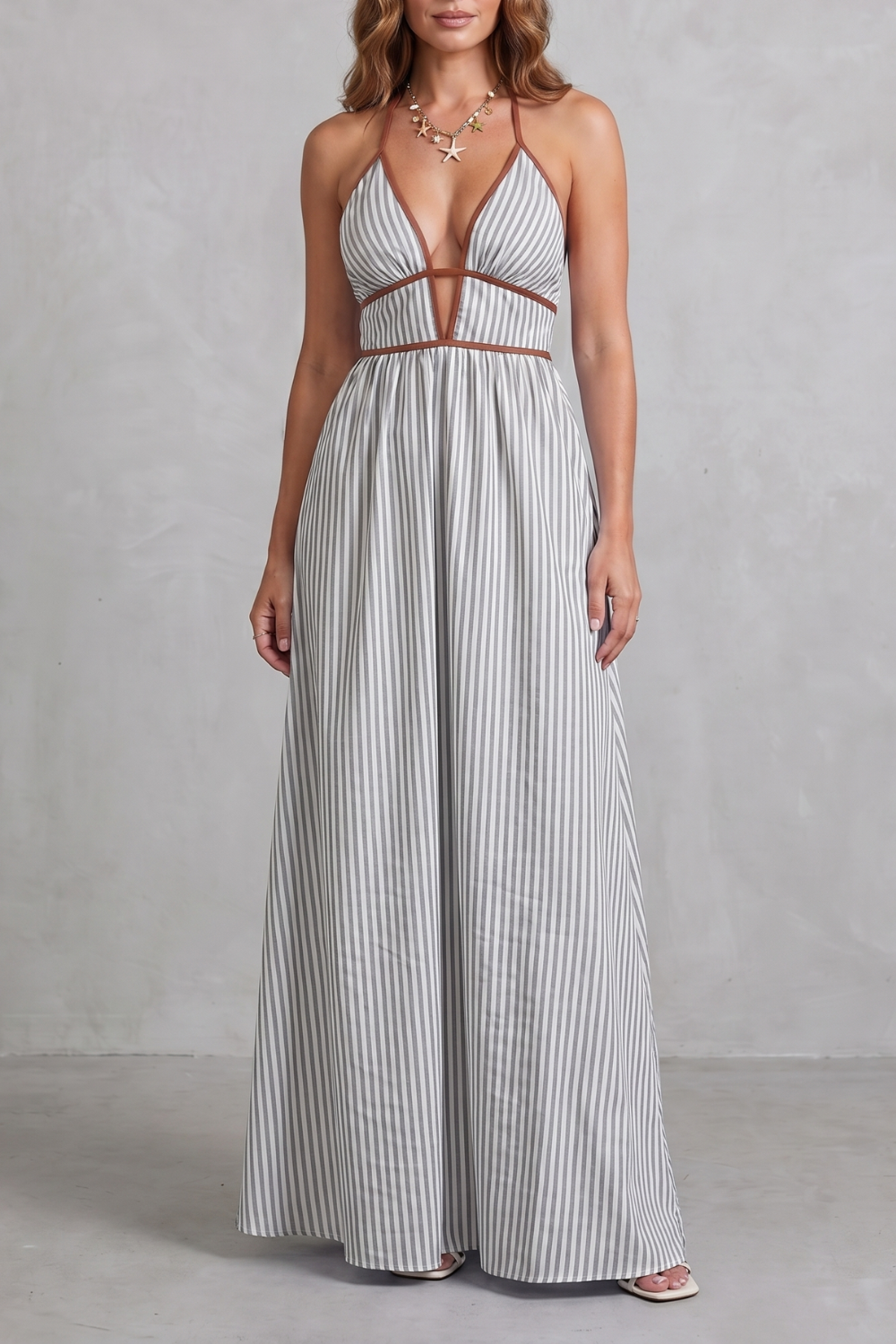 Serelisse – Striped backless silhouette – Maxi dress