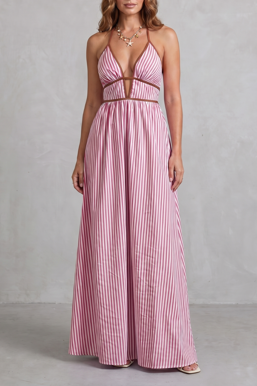 Serelisse – Striped backless silhouette – Maxi dress