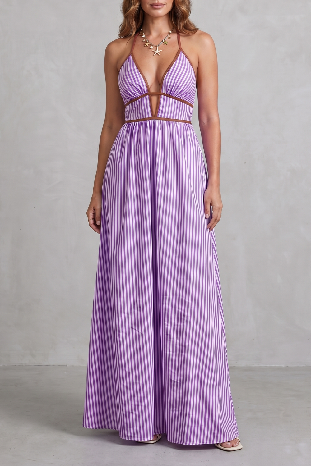 Serelisse – Striped backless silhouette – Maxi dress