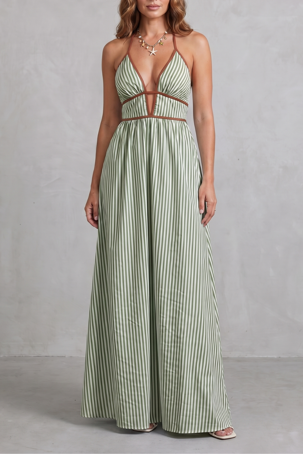 Serelisse – Striped backless silhouette – Maxi dress