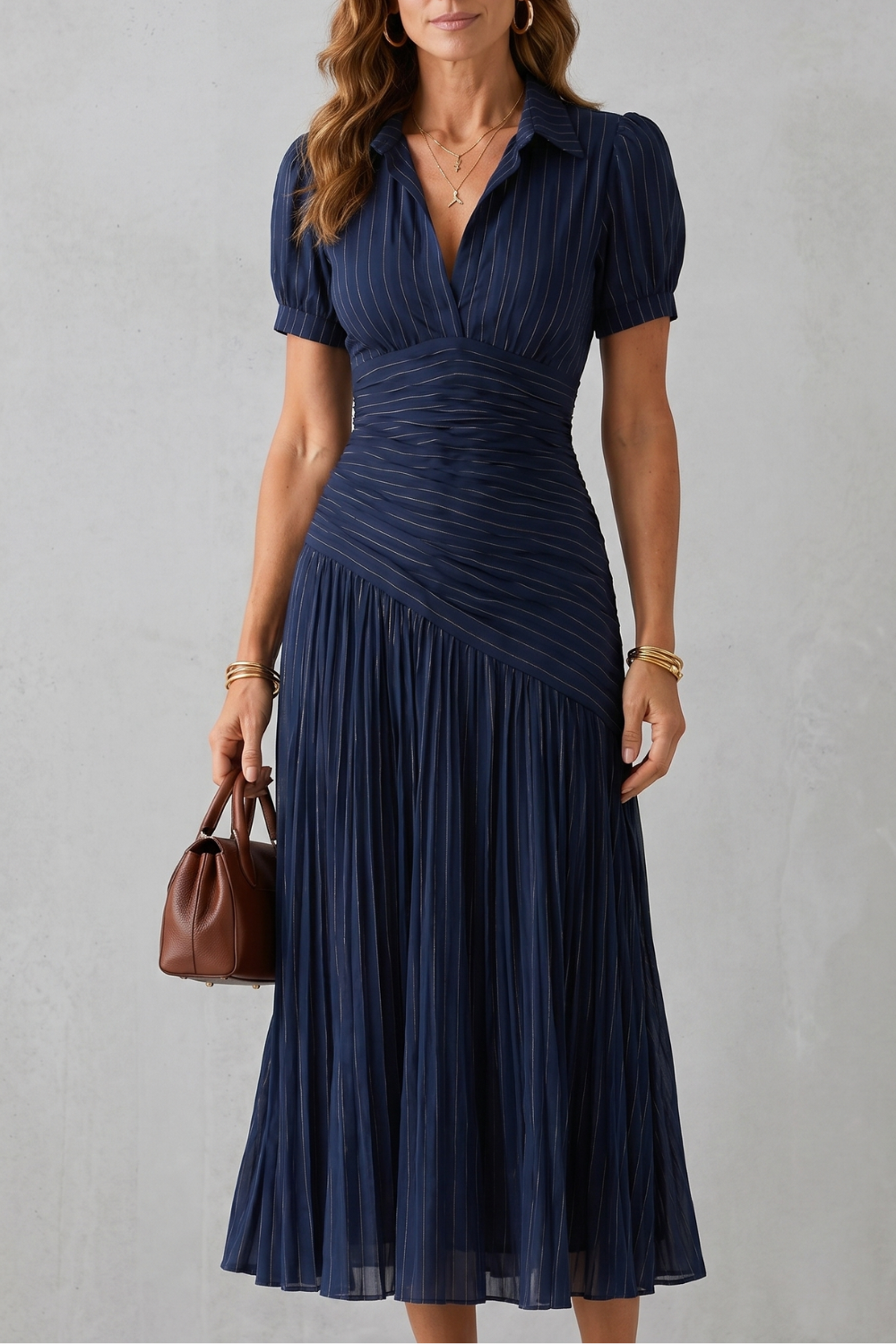 Theodelle – Pleated waist refinement – Midi dress