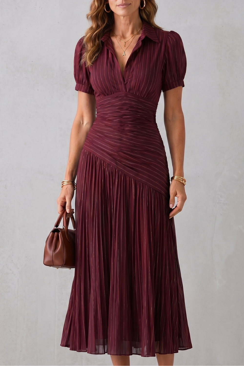 Theodelle – Pleated waist refinement – Midi dress