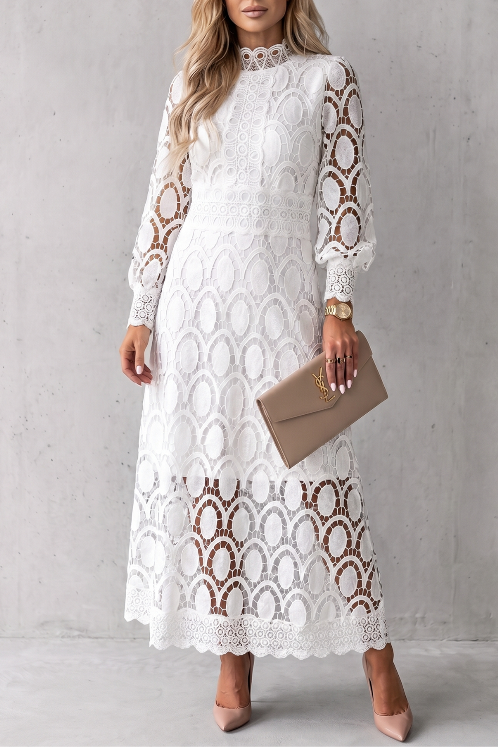 Velmira – Intricate lace elegance – Midi dress