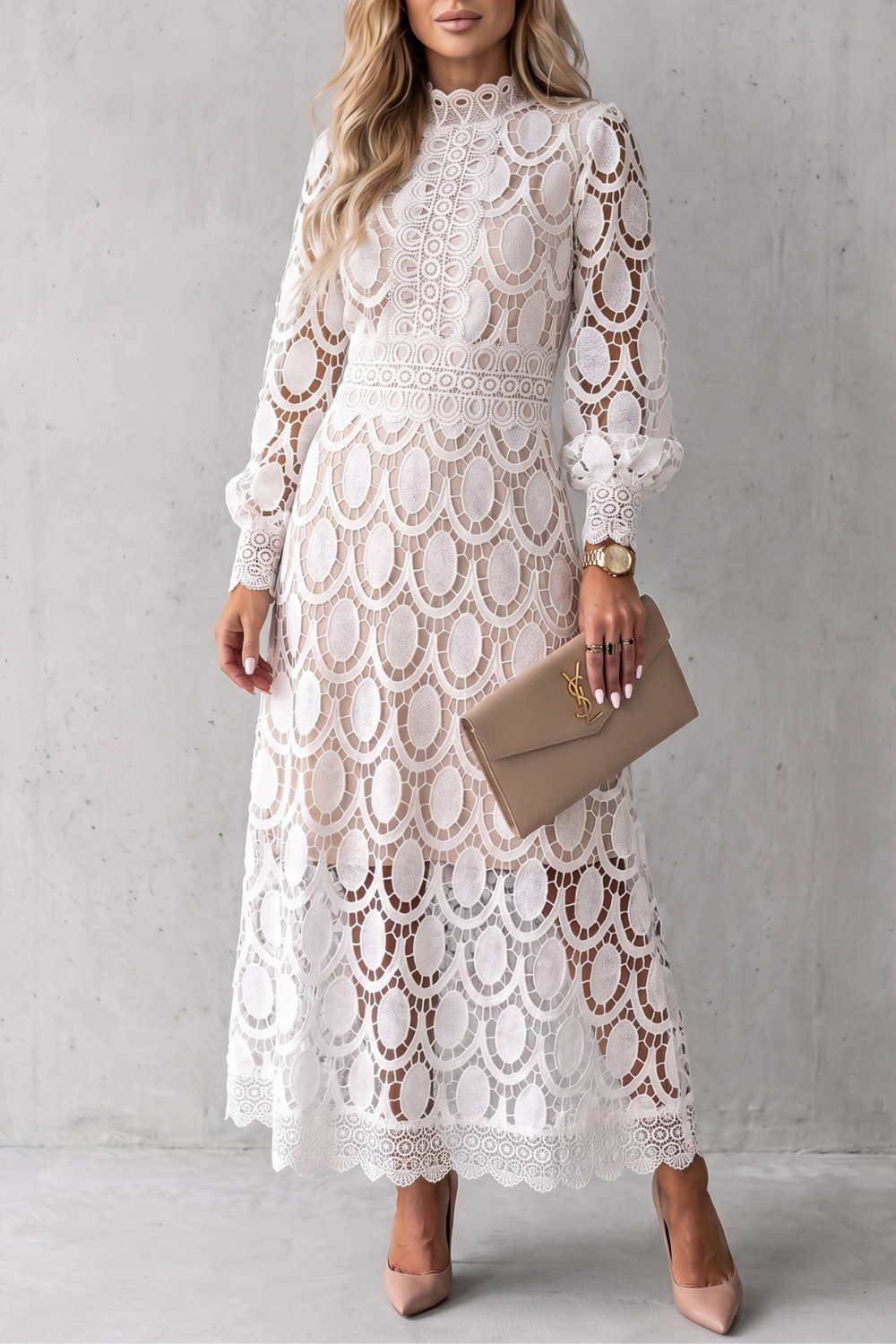 Velmira – Intricate lace elegance – Midi dress