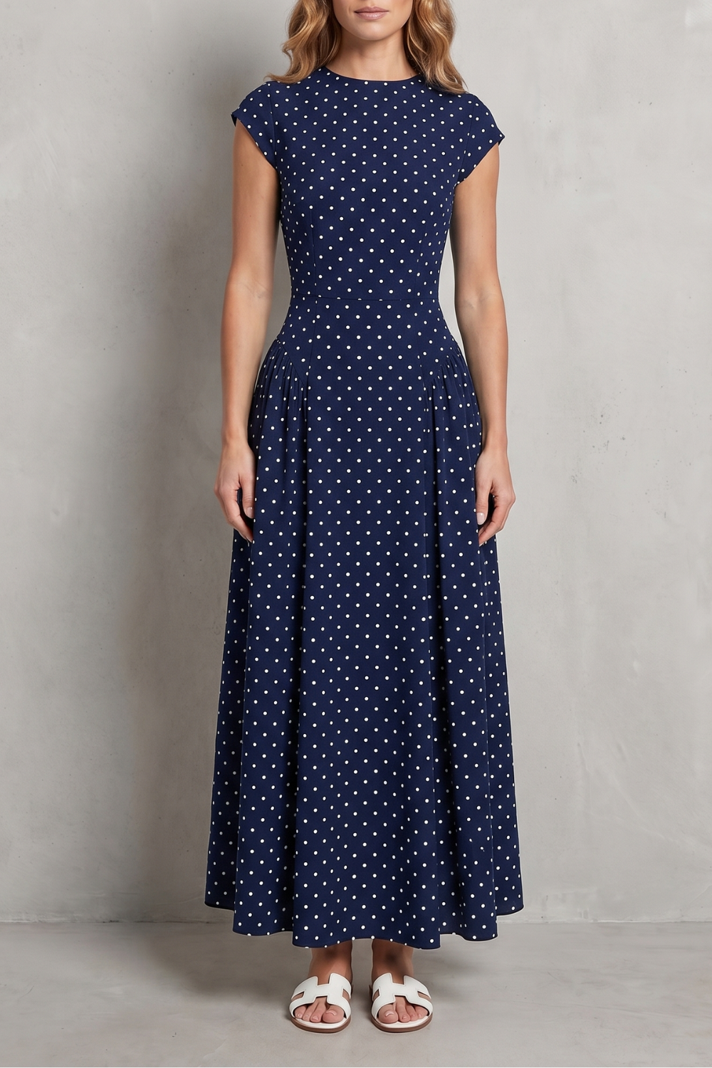 Veloura – Vintage polka dot elegance – Maxi dress