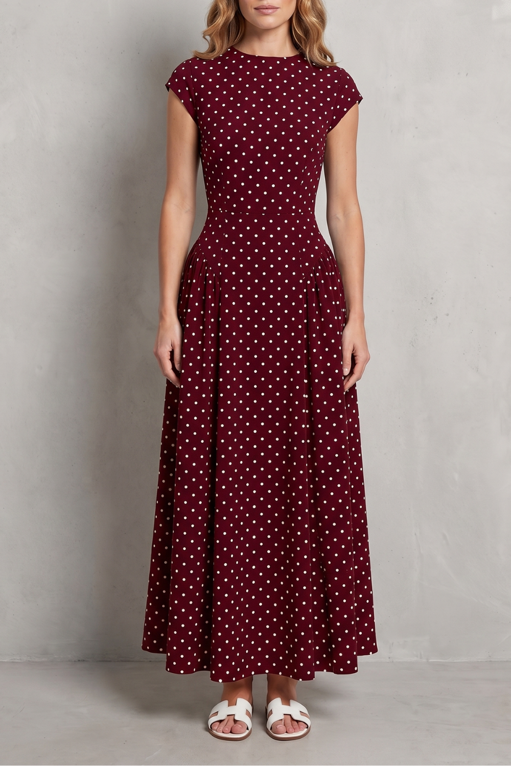 Veloura – Vintage polka dot elegance – Maxi dress