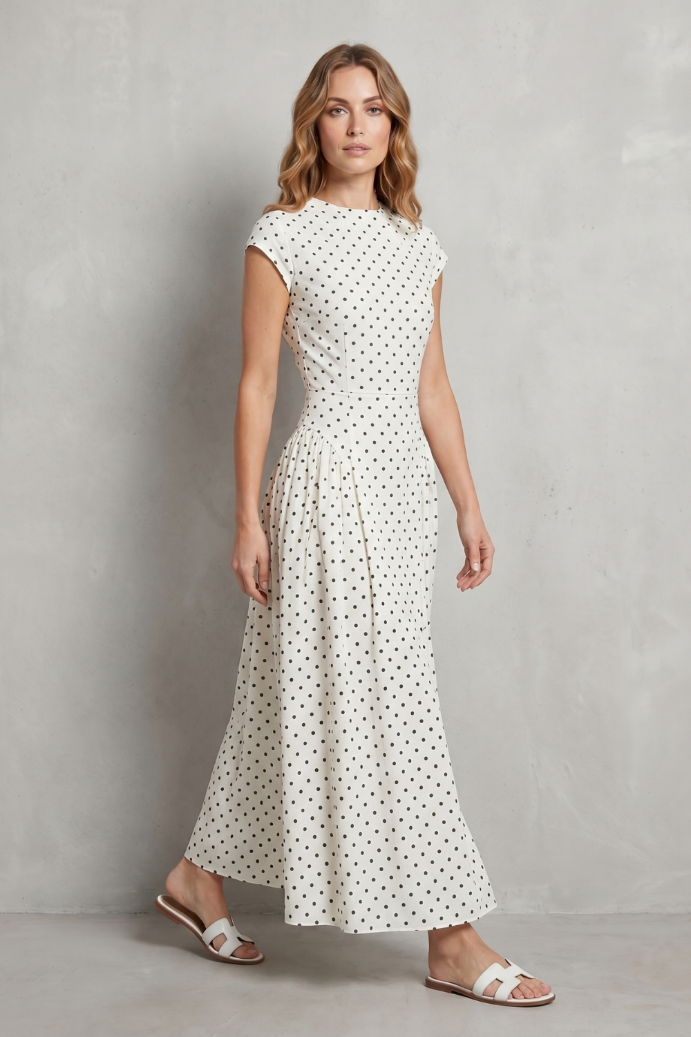 Veloura – Vintage polka dot elegance – Maxi dress