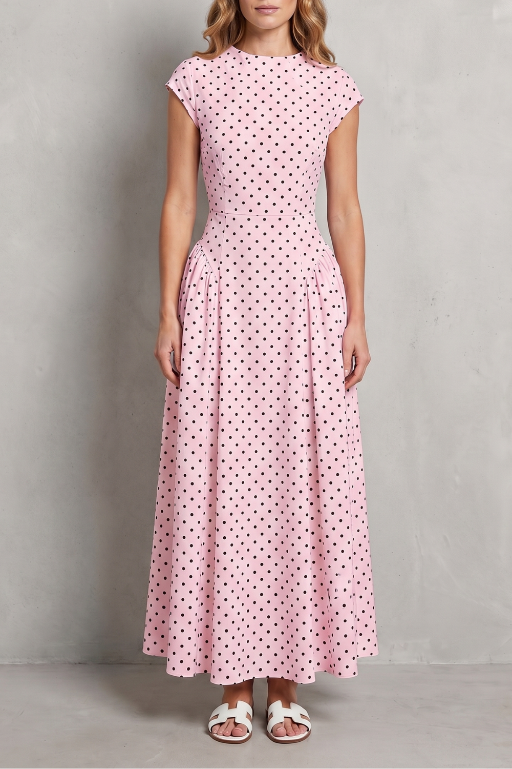 Veloura – Vintage polka dot elegance – Maxi dress